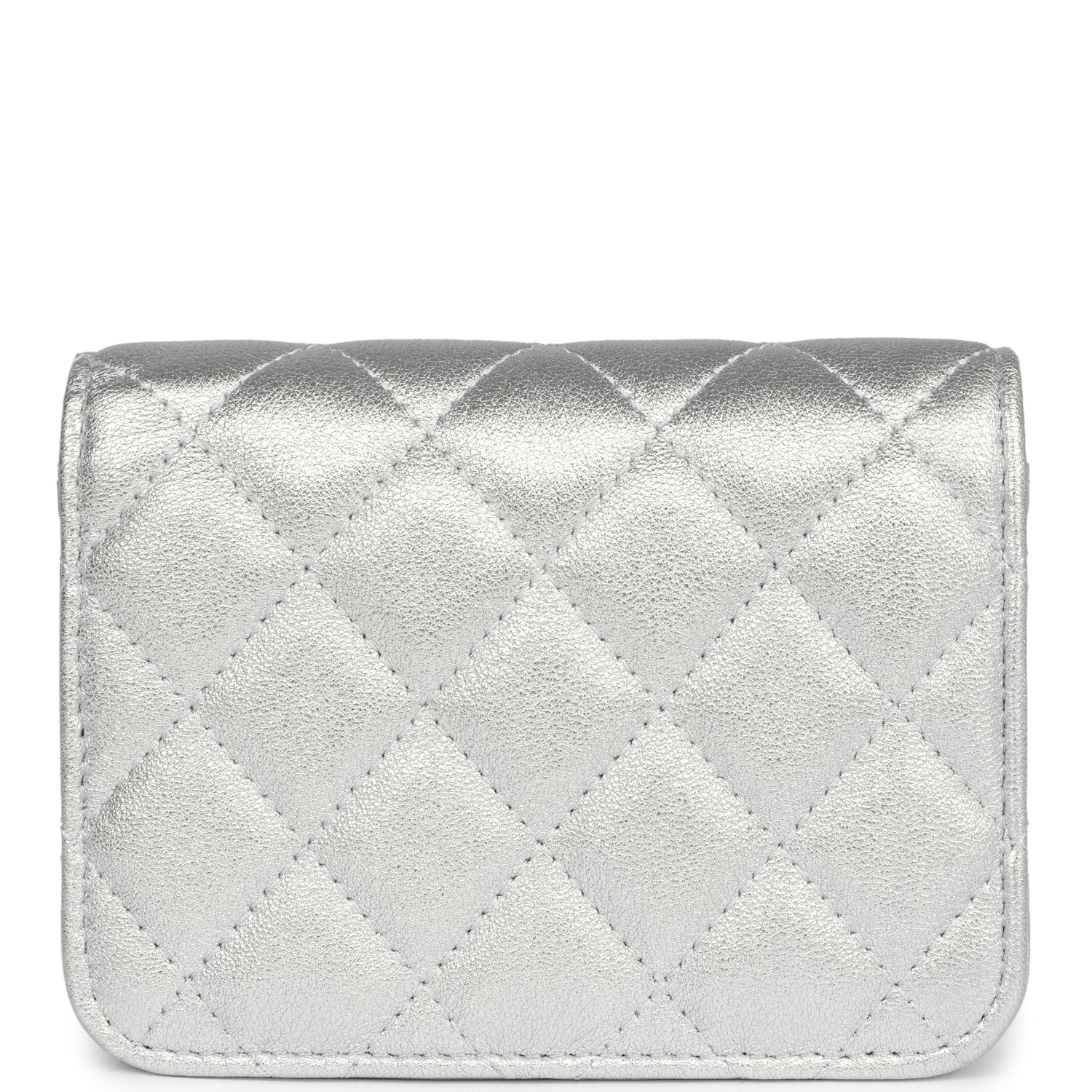 Chanel Crystal CC Walk Of Fame Clutch Silver Metallic Goatskin Silver Hardware - Bob Flawless Skincare 