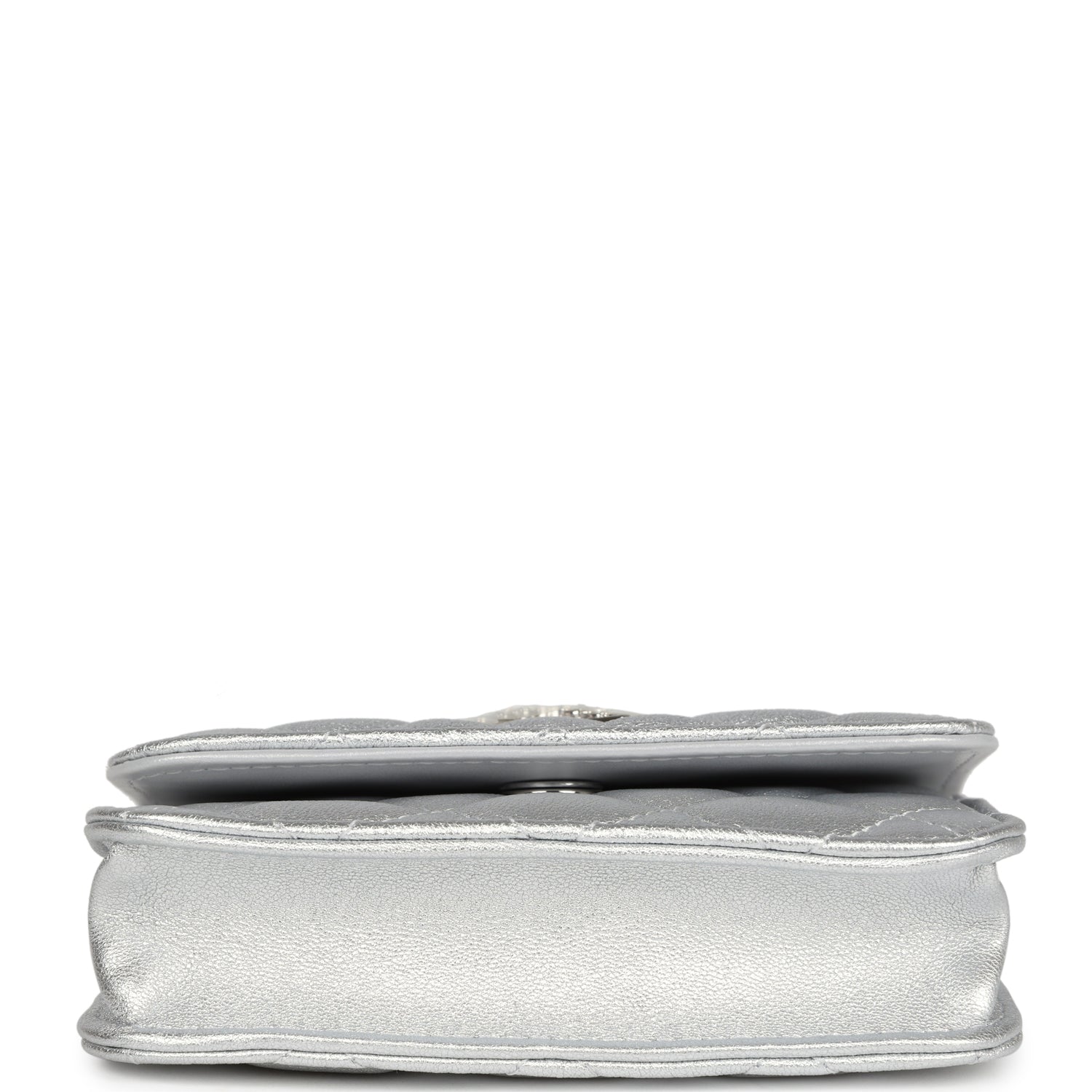 Chanel Crystal CC Walk Of Fame Clutch Silver Metallic Goatskin Silver Hardware - Bob Flawless Skincare 