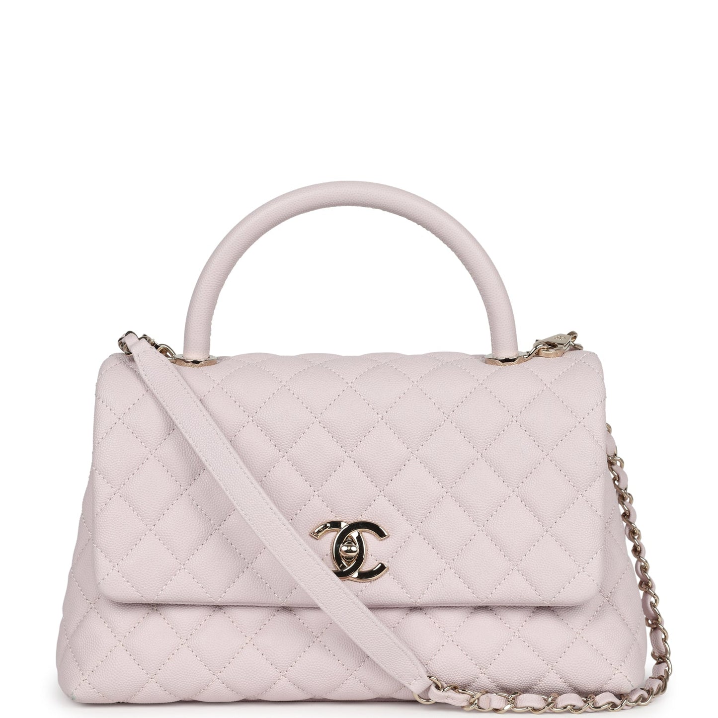 Pre-owned Chanel Medium Coco Handle Flap Bag Light Purple Caviar Light Gold Hardware - Bob Flawless Skincare 