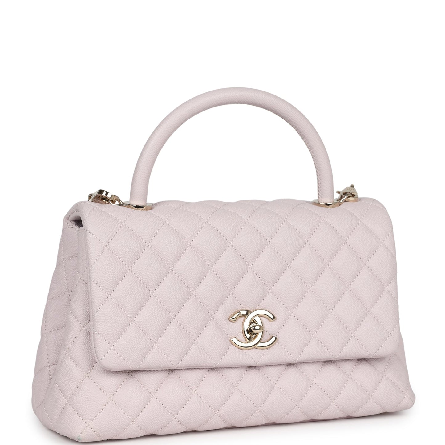 Pre-owned Chanel Medium Coco Handle Flap Bag Light Purple Caviar Light Gold Hardware - Bob Flawless Skincare 