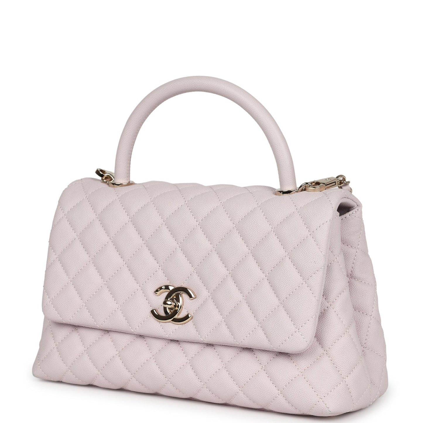 Pre-owned Chanel Medium Coco Handle Flap Bag Light Purple Caviar Light Gold Hardware - Bob Flawless Skincare 