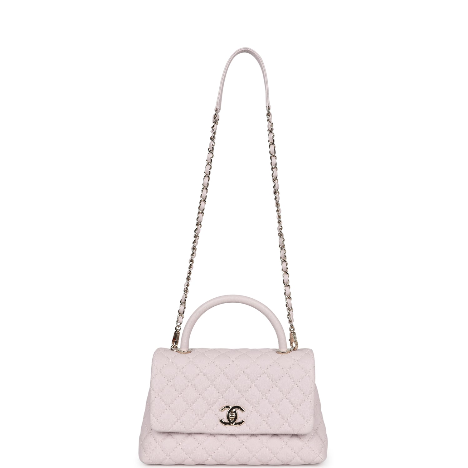 Pre-owned Chanel Medium Coco Handle Flap Bag Light Purple Caviar Light Gold Hardware - Bob Flawless Skincare 