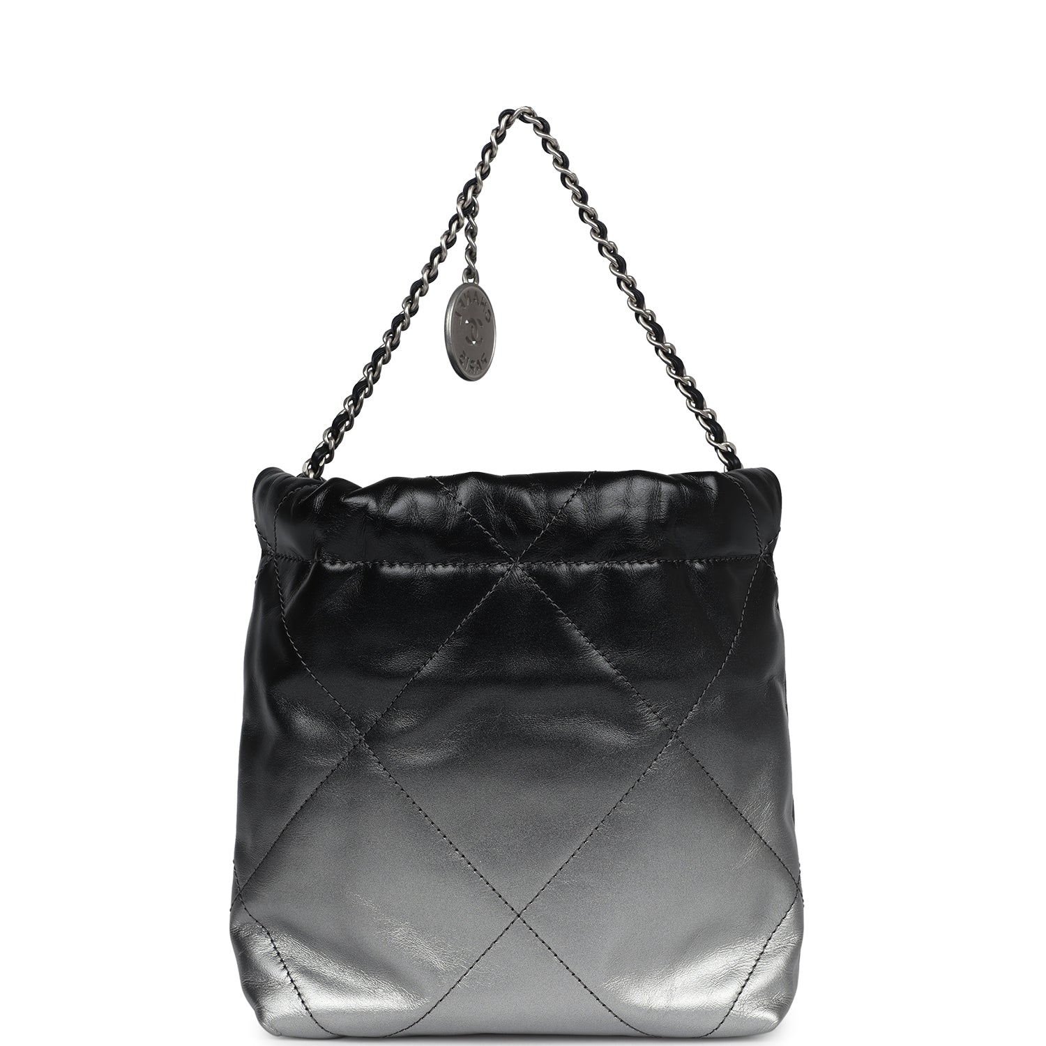 Chanel Mini 22 Hobo Black and Silver Ombre Metallic Calfskin Lacquered Metal Hardware - Bob Flawless Skincare 