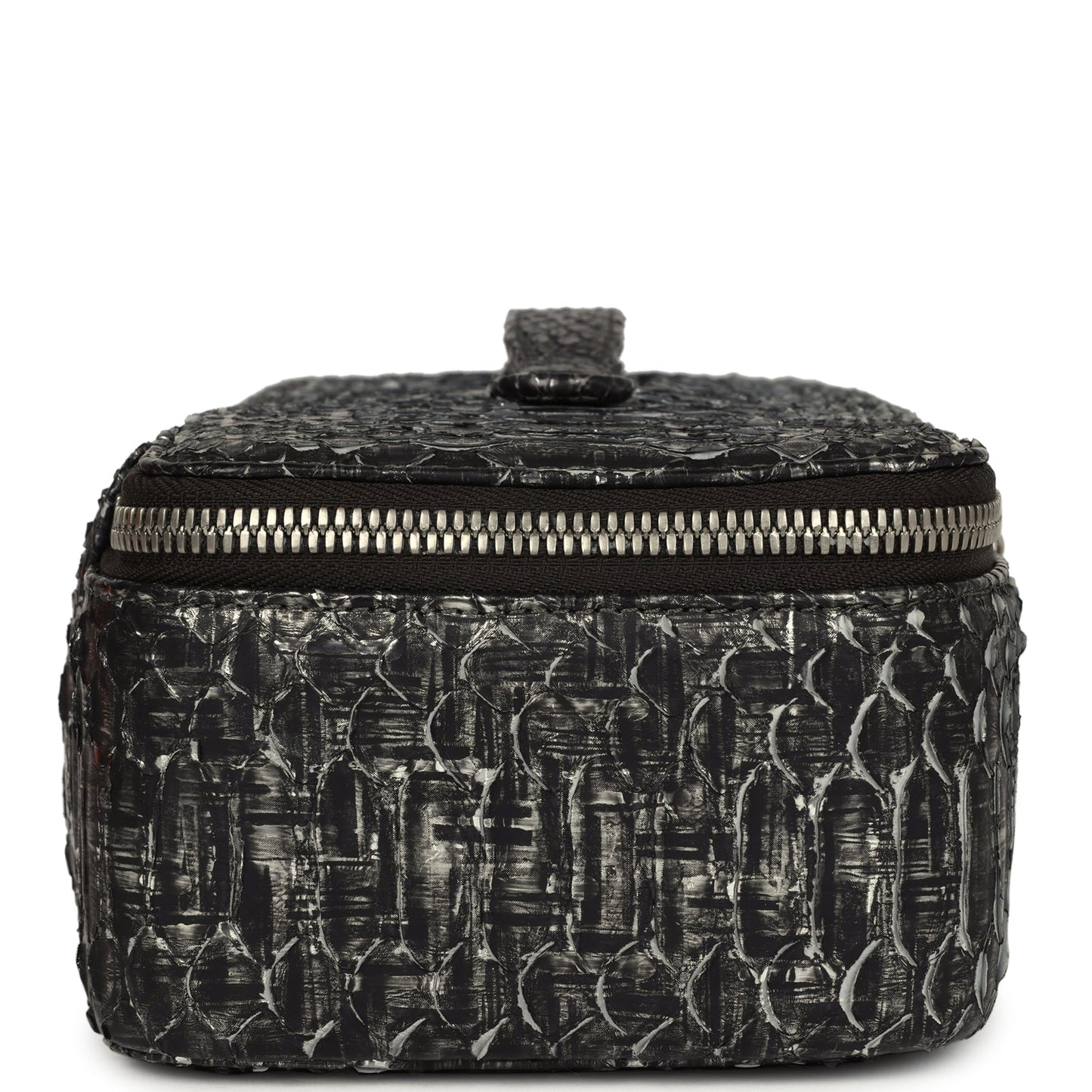 Chanel Vanity Case Black Metallic Python Silver Hardware