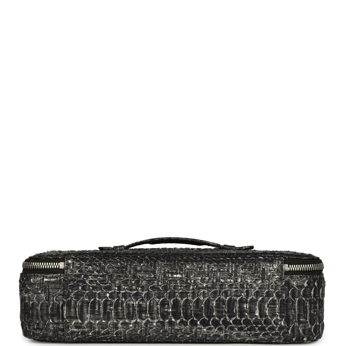 Chanel Vanity Case Black Metallic Python Silver Hardware