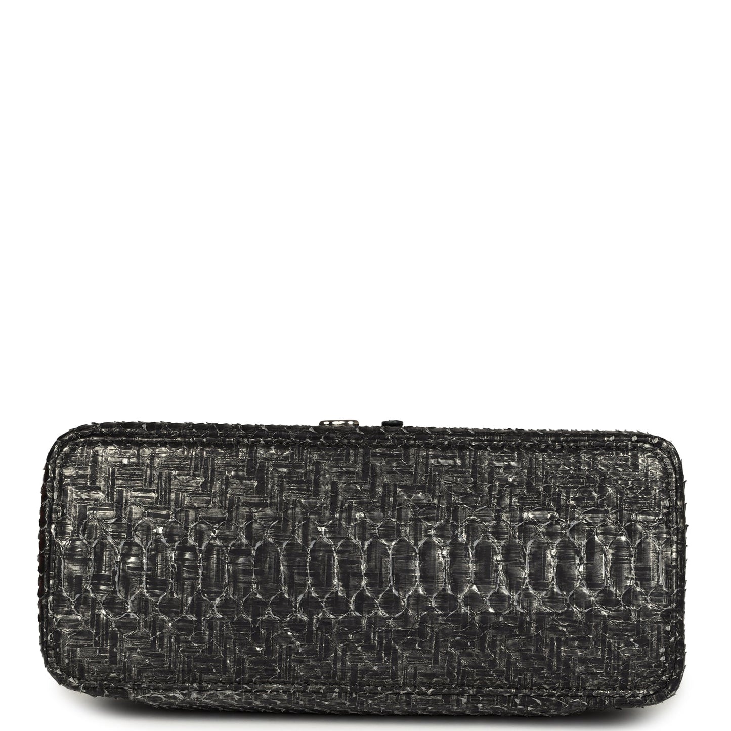 Chanel Vanity Case Black Metallic Python Silver Hardware