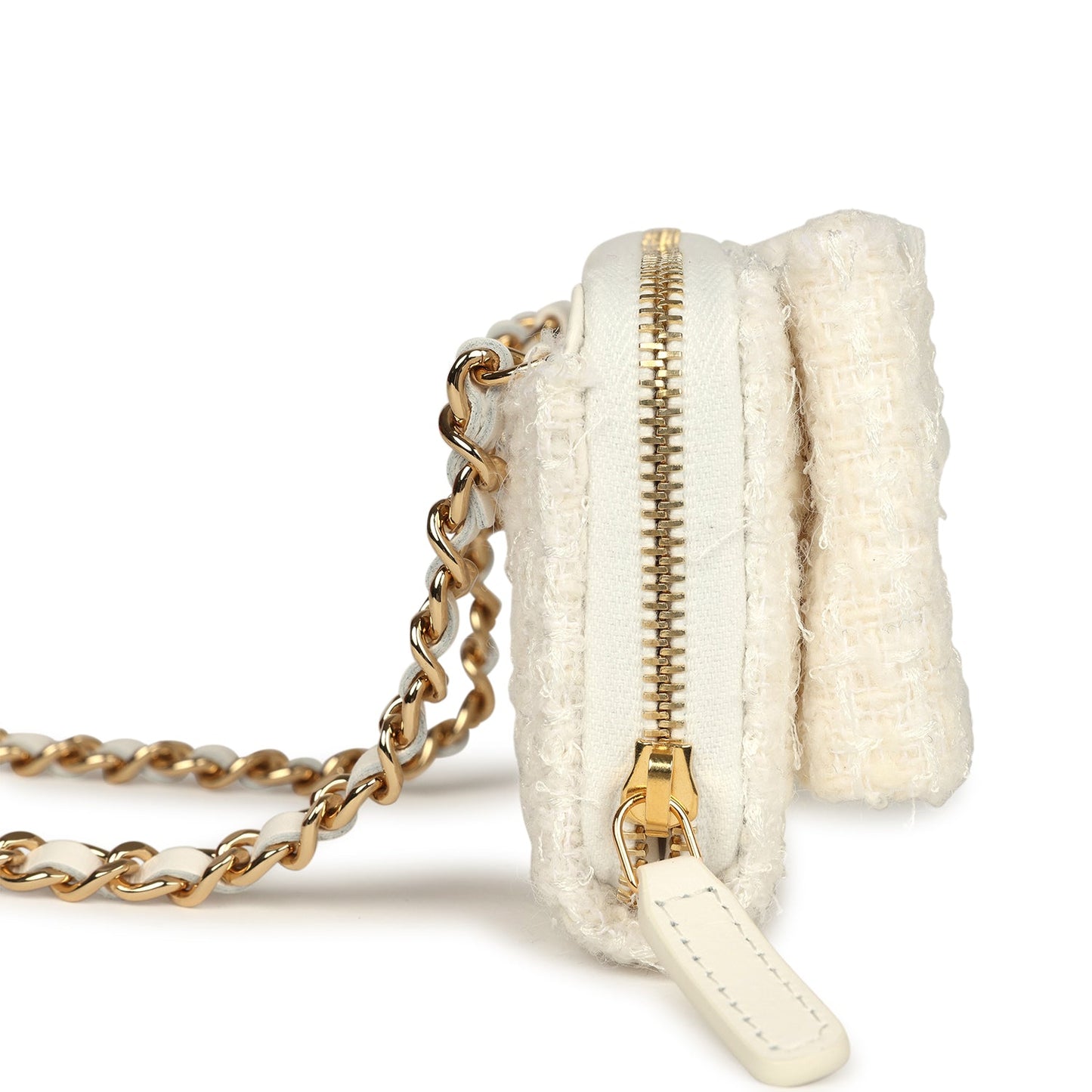 Chanel VIP Wallet on Chain WOC Bow White Tweed Gold Hardware