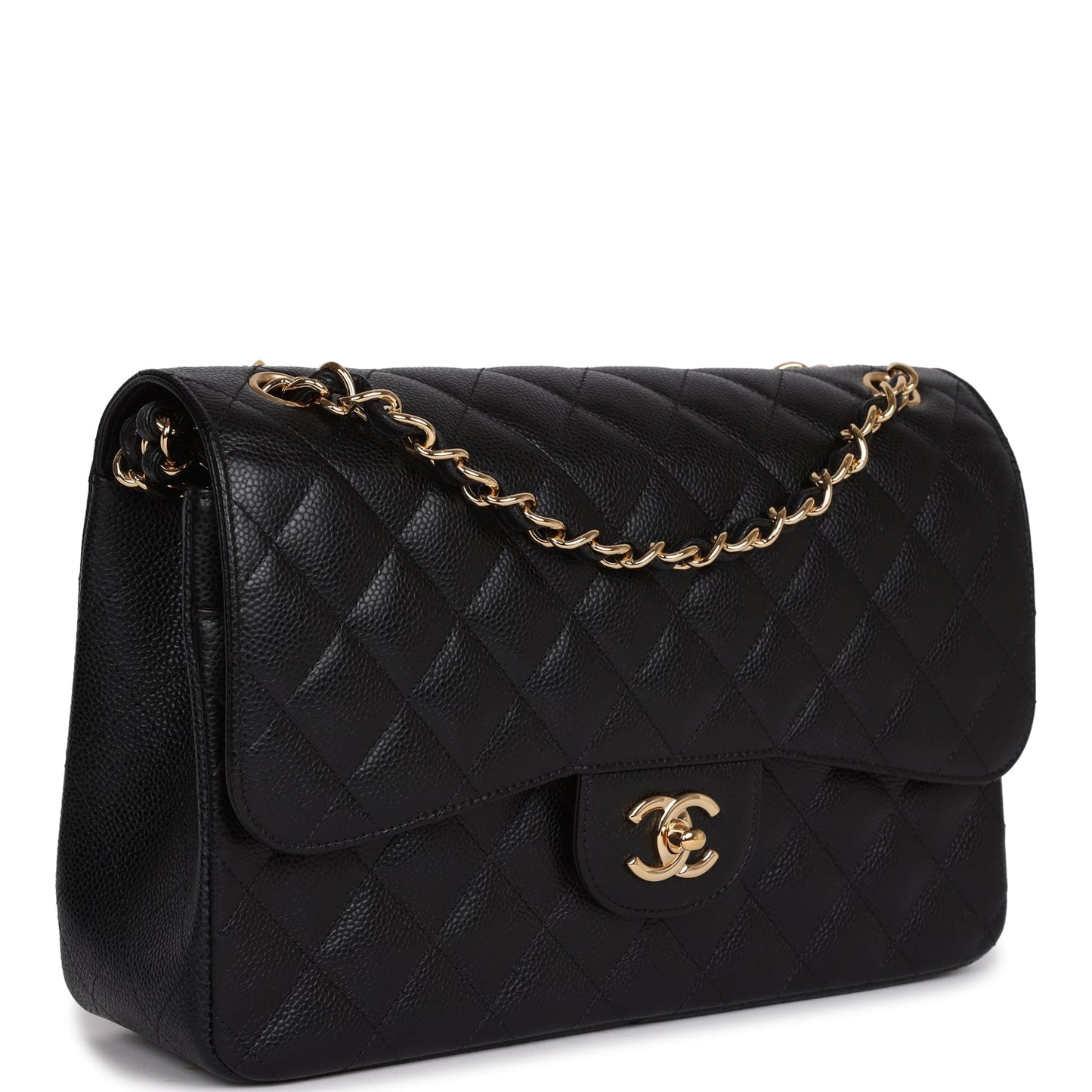 Chanel Jumbo Classic Double Flap Bag Black Caviar Gold Hardware