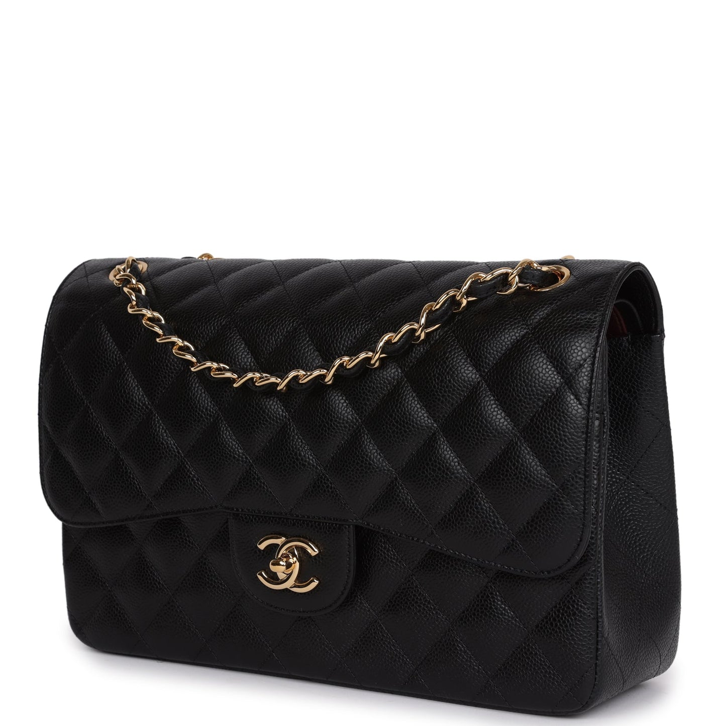 Chanel Jumbo Classic Double Flap Bag Black Caviar Gold Hardware