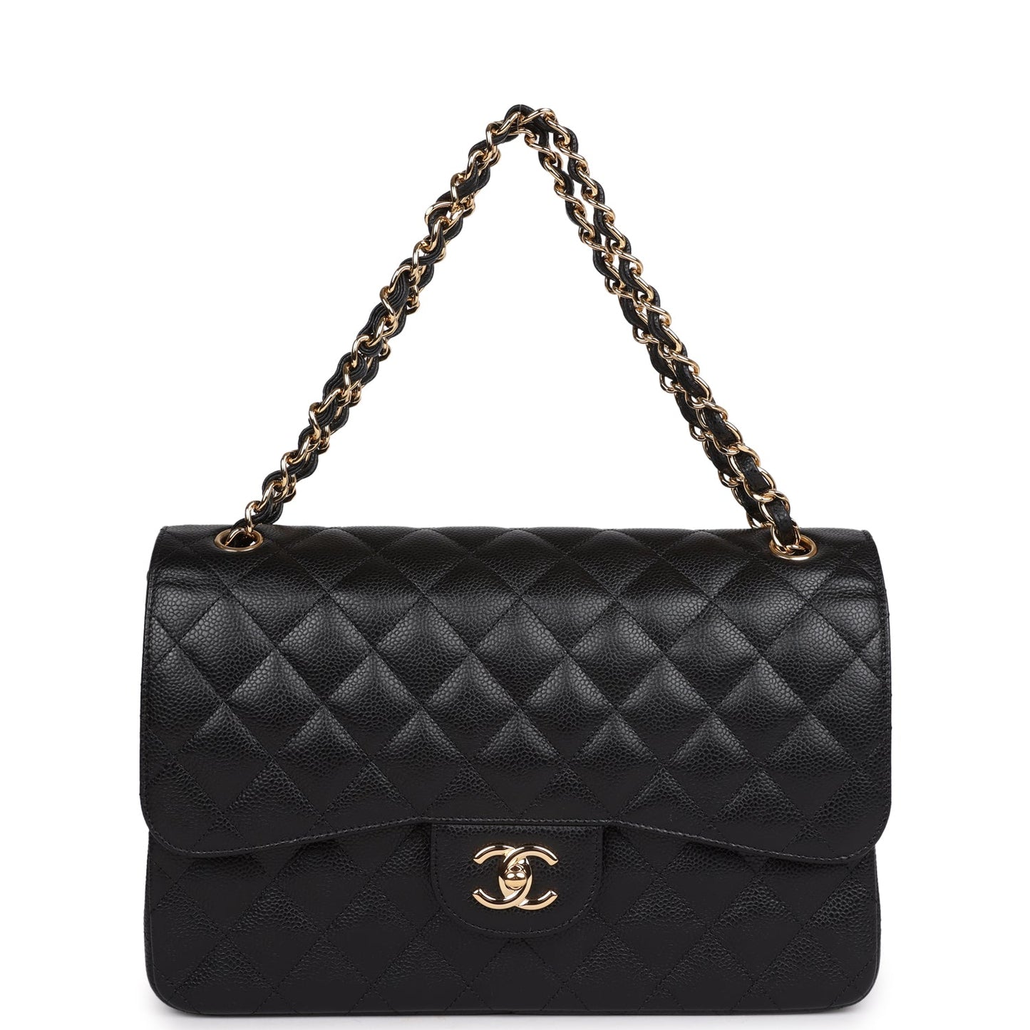 Chanel Jumbo Classic Double Flap Bag Black Caviar Gold Hardware