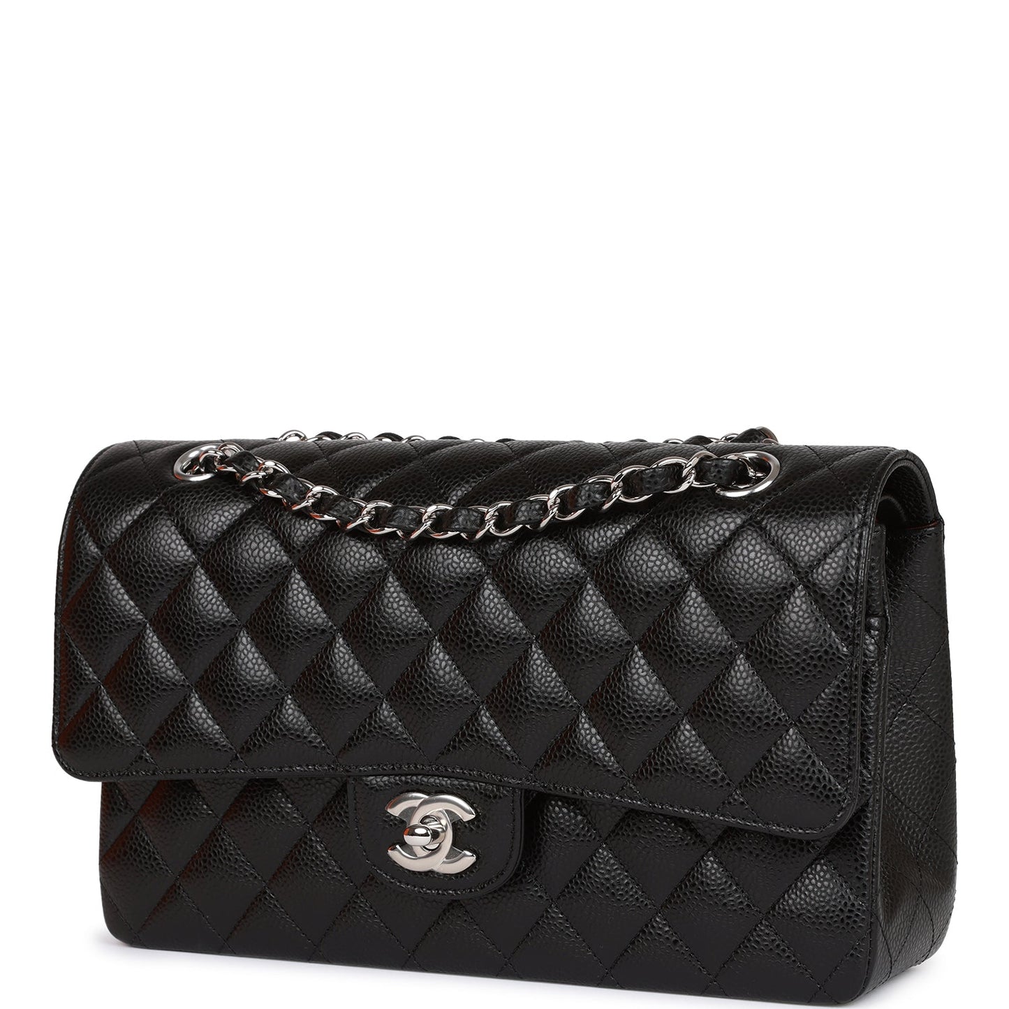 Chanel Medium Classic Double Flap Black Caviar Silver Hardware