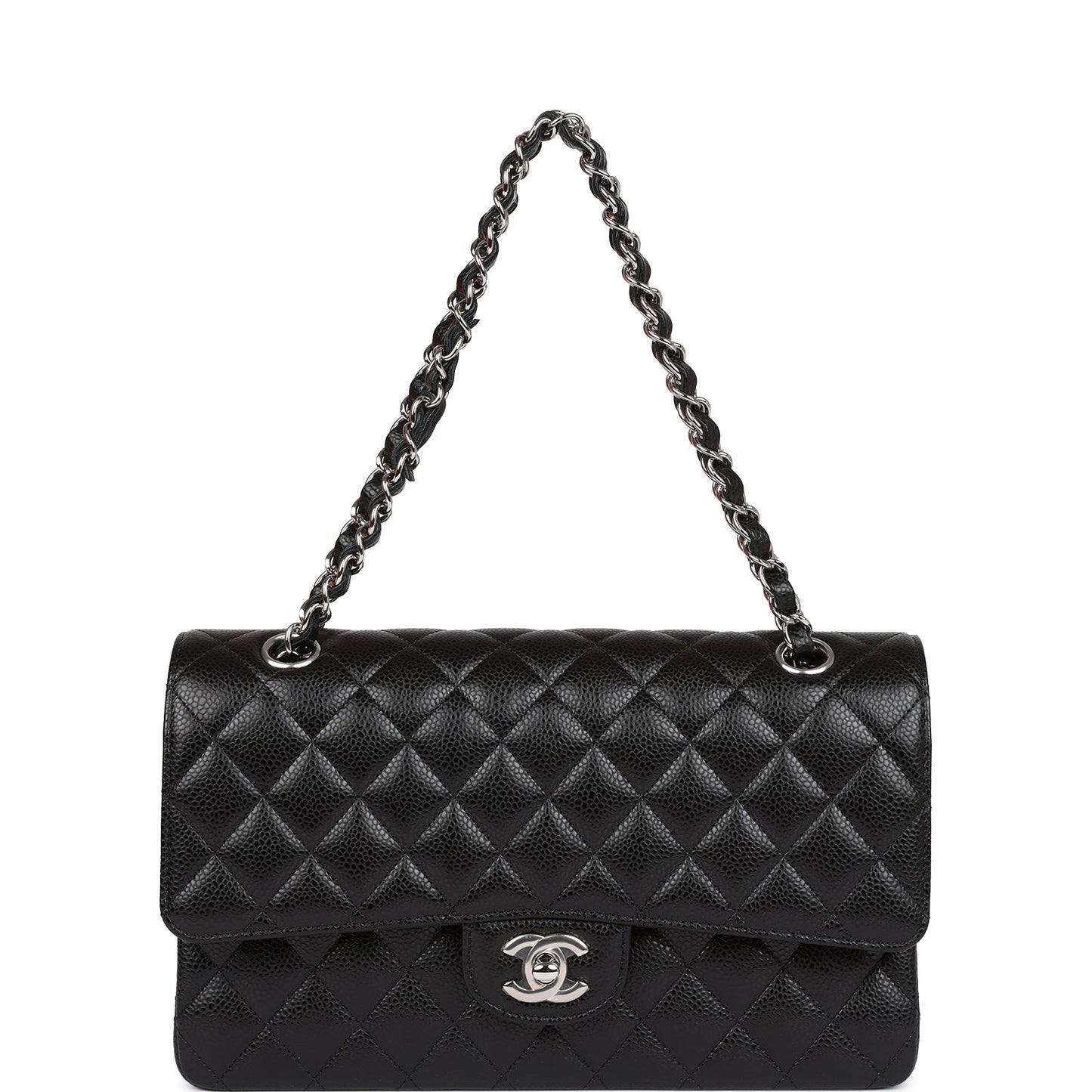 Chanel Medium Classic Double Flap Black Caviar Silver Hardware