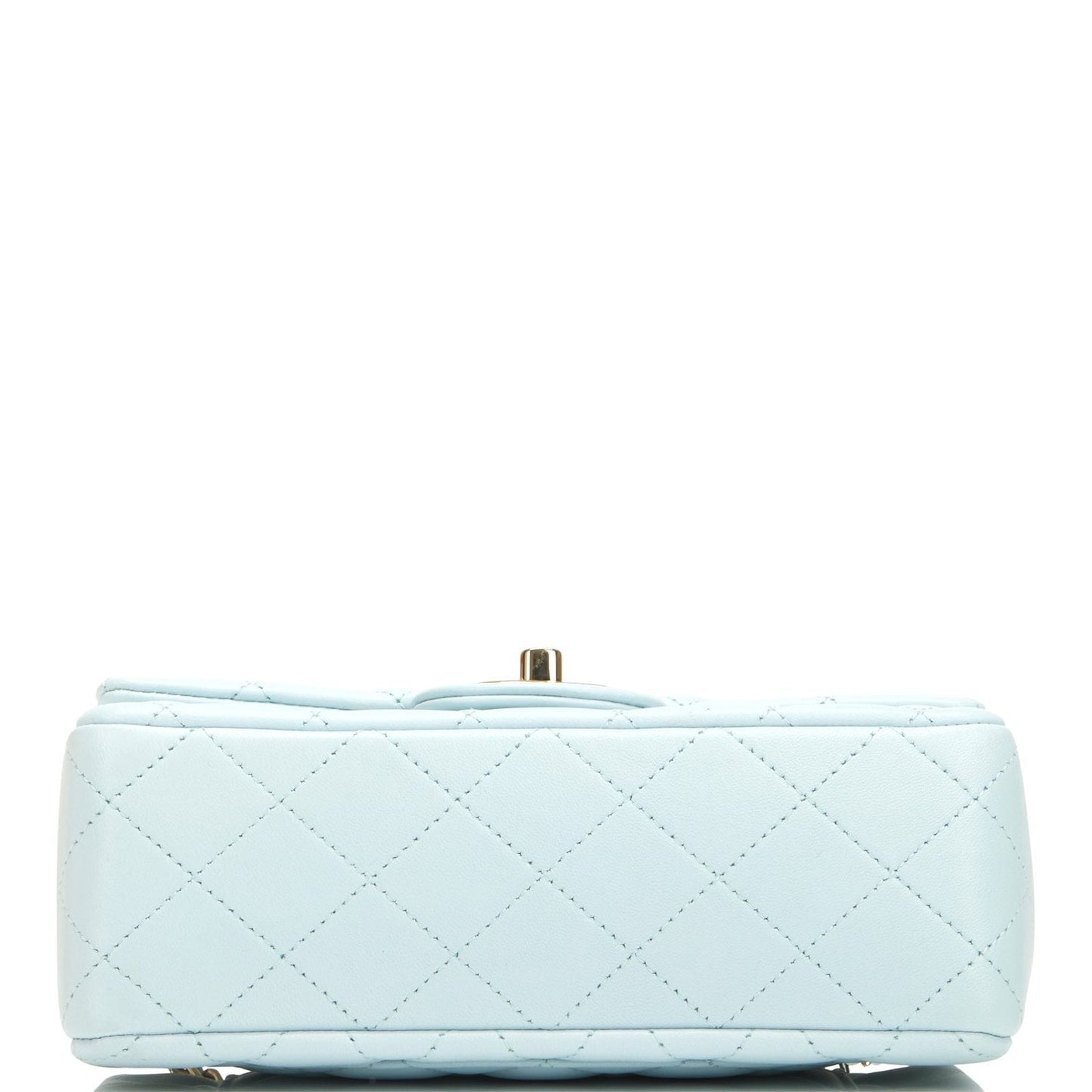 Chanel Mini Rectangular Flap with Top Handle Light Blue Lambskin Light Gold Hardware