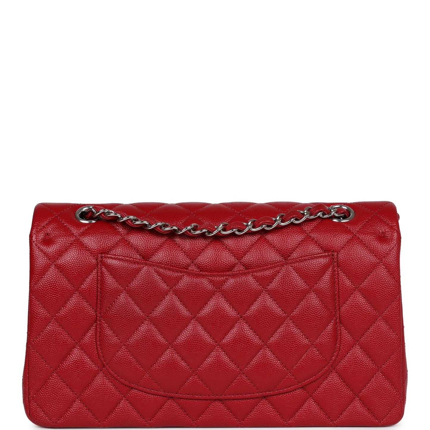 Pre-owned Chanel Medium Classic Double Flap Dark Red Caviar Silver Hardware