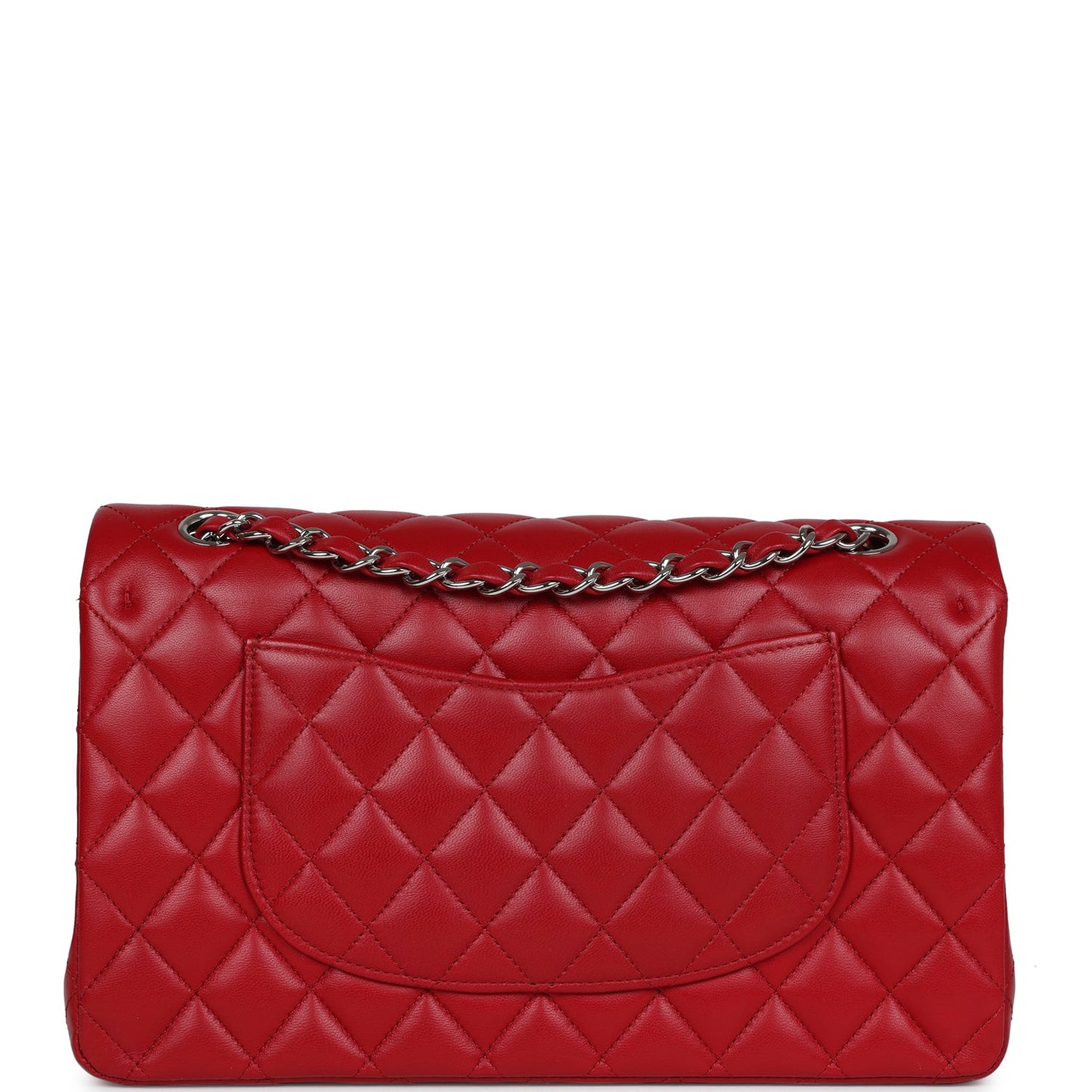 Chanel Medium Classic Double Flap Bag Red Lambskin Silver Hardware