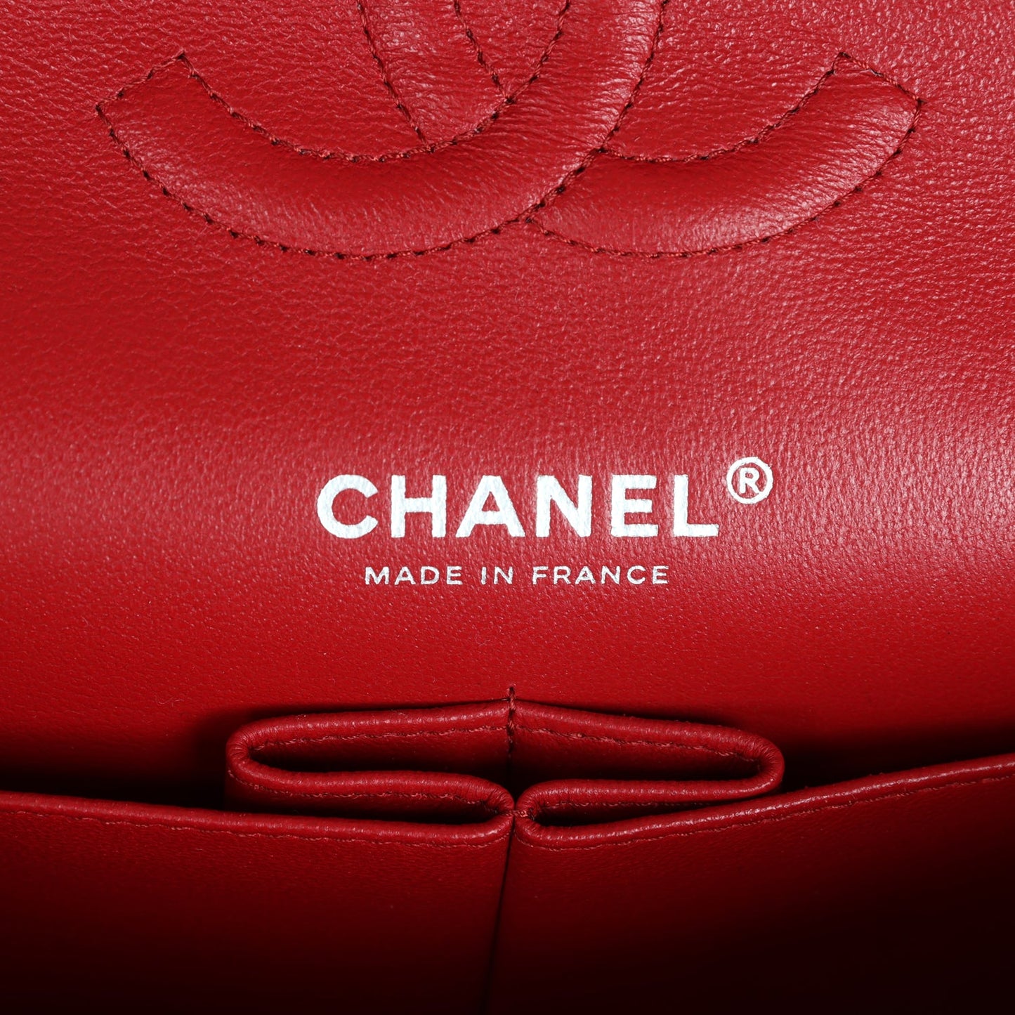 Chanel Medium Classic Double Flap Bag Red Lambskin Silver Hardware