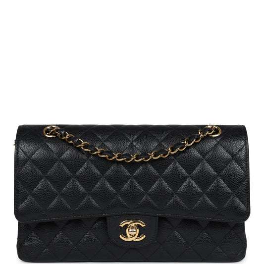 Pre-Owned Chanel Medium Classic Double Flap Black Caviar Gold Hardware