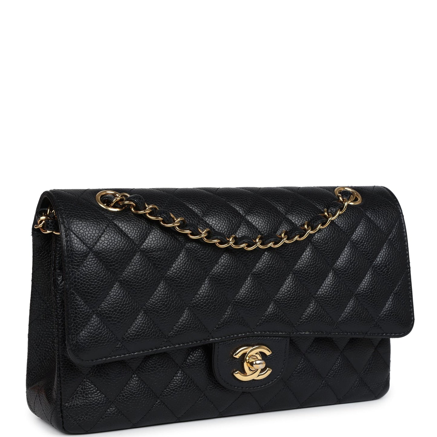 Pre-Owned Chanel Medium Classic Double Flap Black Caviar Gold Hardware