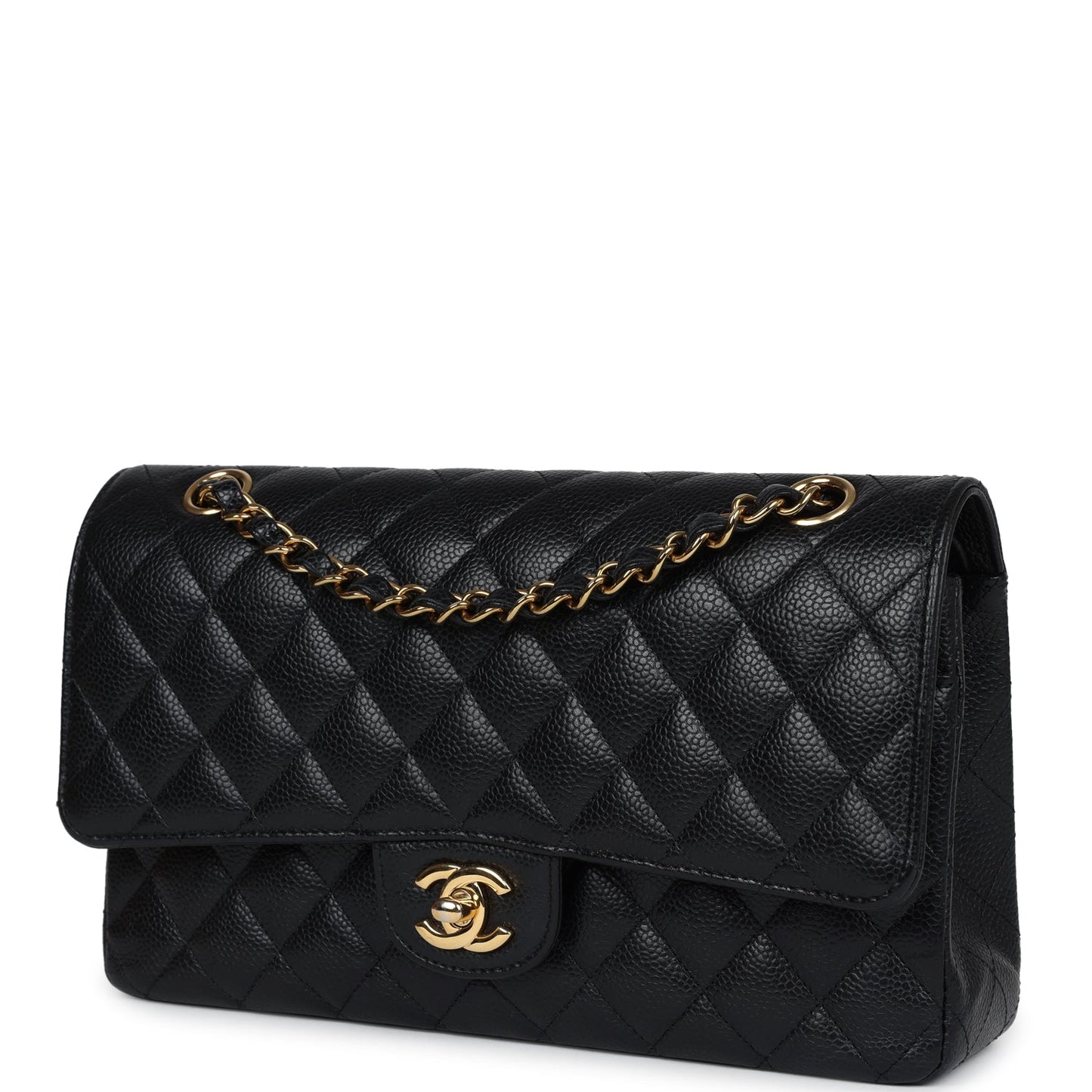 Pre-Owned Chanel Medium Classic Double Flap Black Caviar Gold Hardware