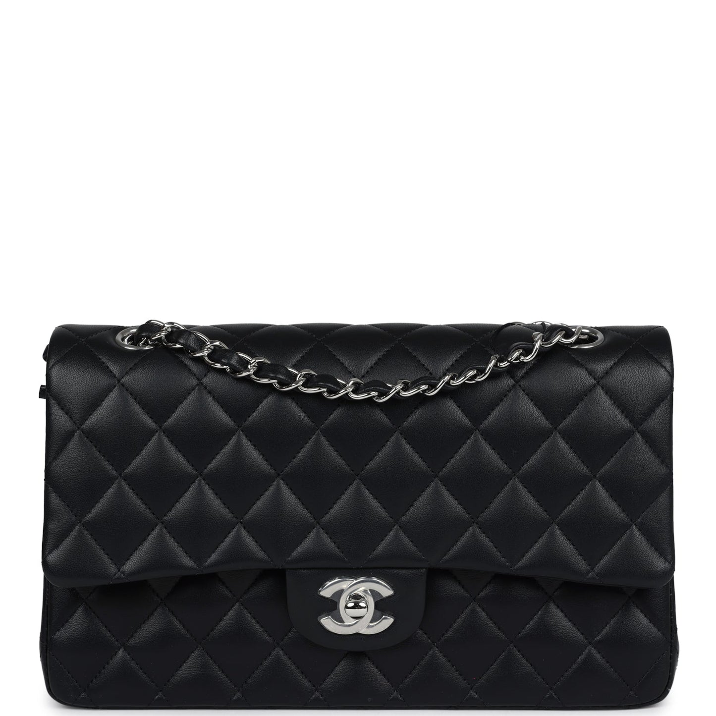 Chanel Medium Classic Double Flap Black Lambskin Silver Hardware - Bob Flawless Skincare 