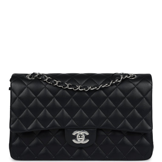 Chanel Medium Classic Double Flap Black Lambskin Silver Hardware - Bob Flawless Skincare 