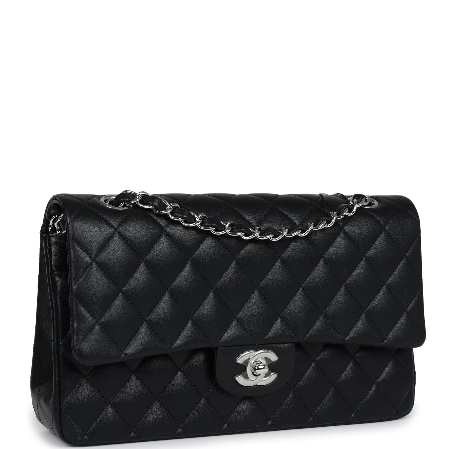 Chanel Medium Classic Double Flap Black Lambskin Silver Hardware - Bob Flawless Skincare 