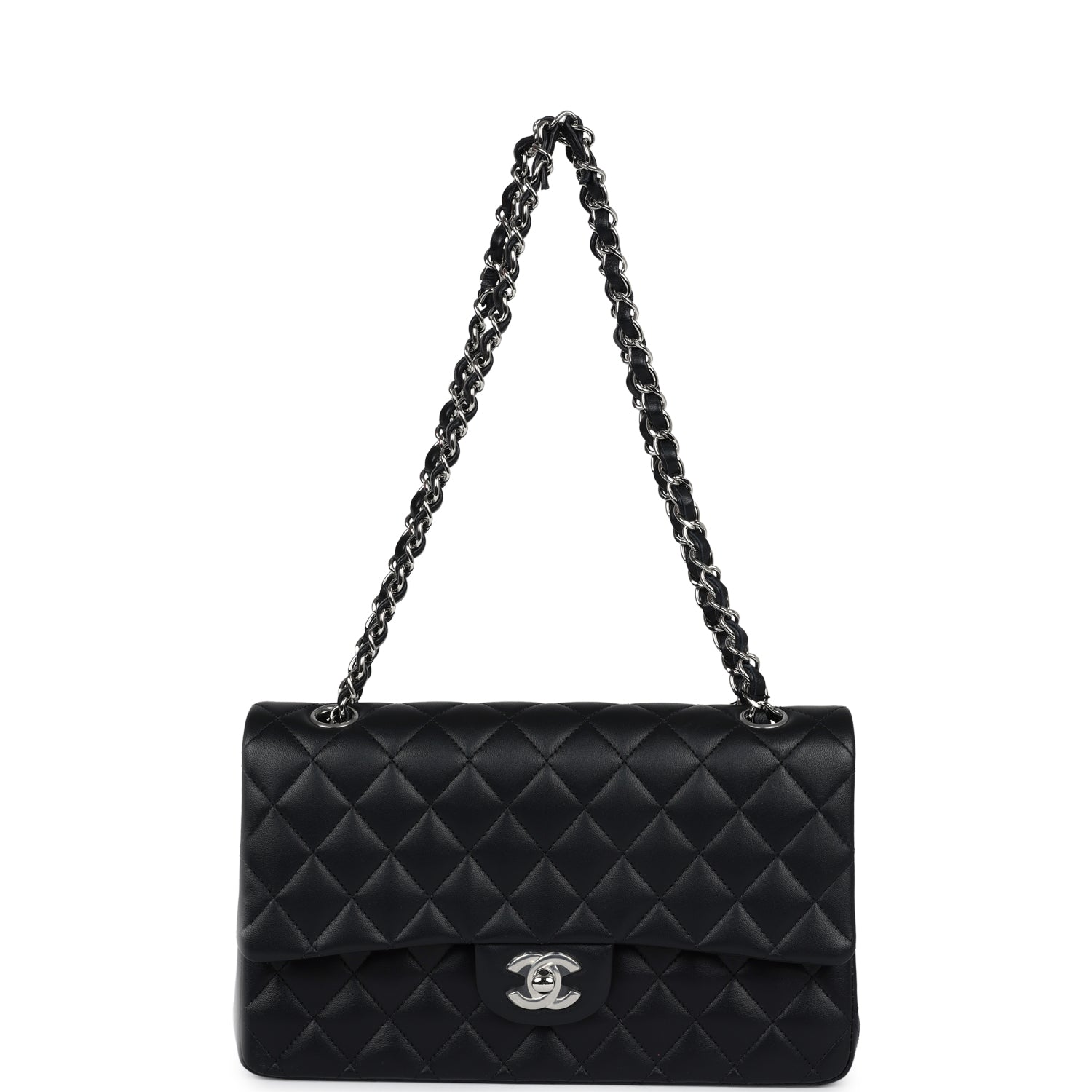 Chanel Medium Classic Double Flap Black Lambskin Silver Hardware - Bob Flawless Skincare 