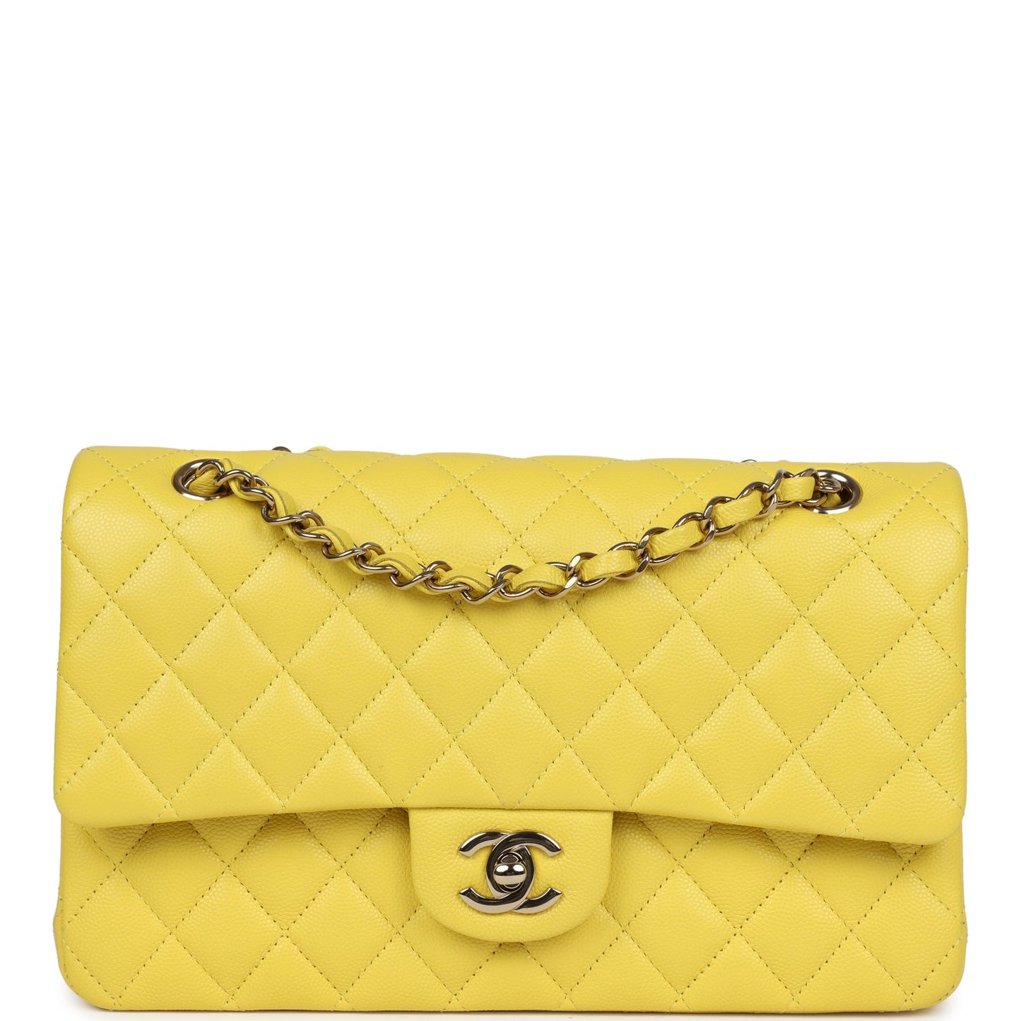 Chanel Medium Classic Double Flap Yellow Caviar Light Gold Hardware