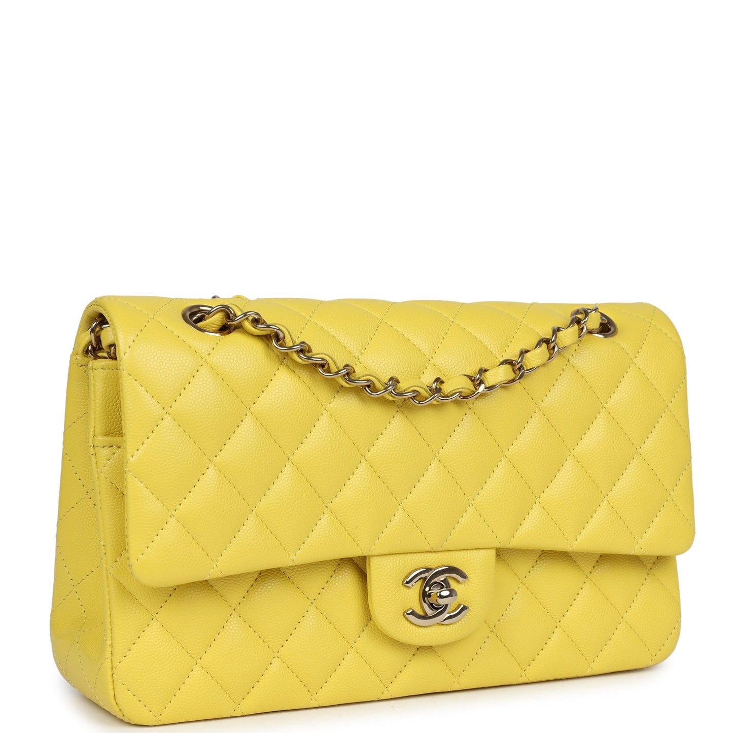 Chanel Medium Classic Double Flap Yellow Caviar Light Gold Hardware