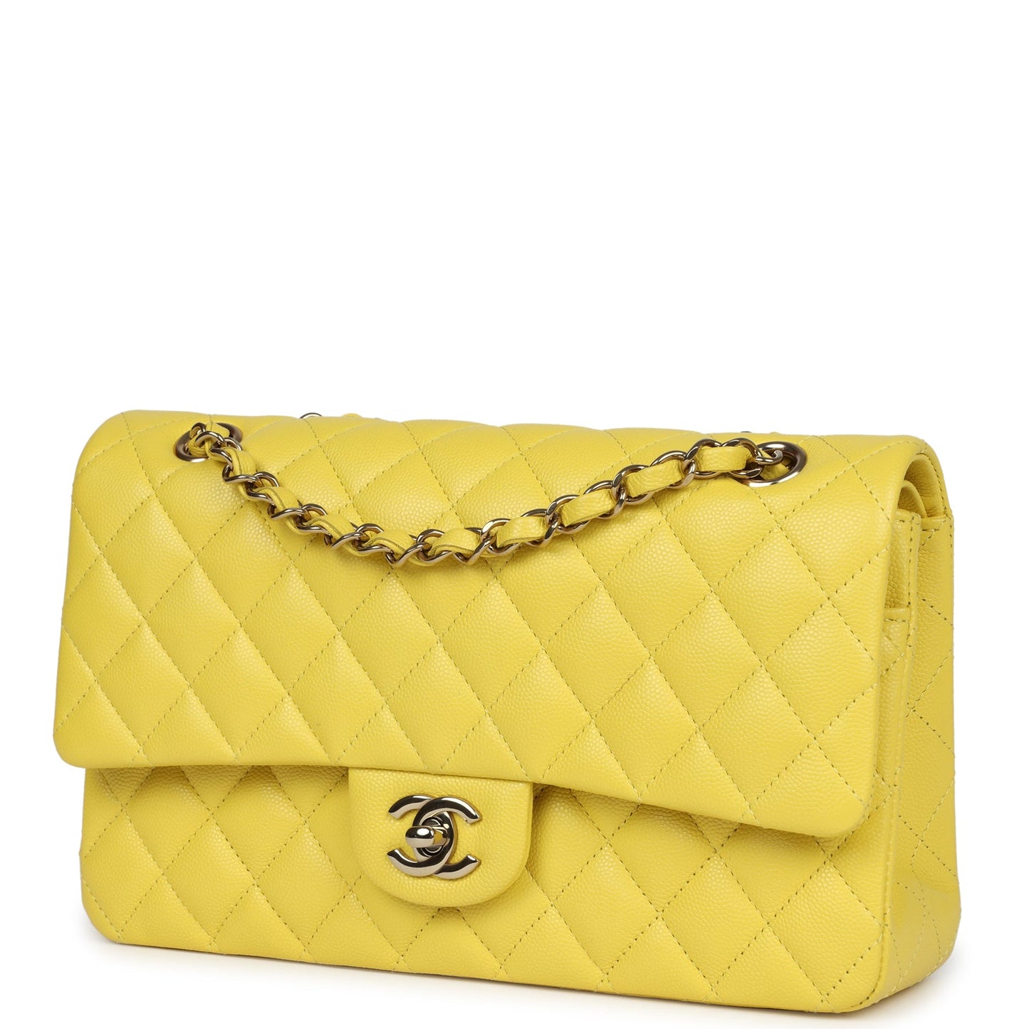 Chanel Medium Classic Double Flap Yellow Caviar Light Gold Hardware