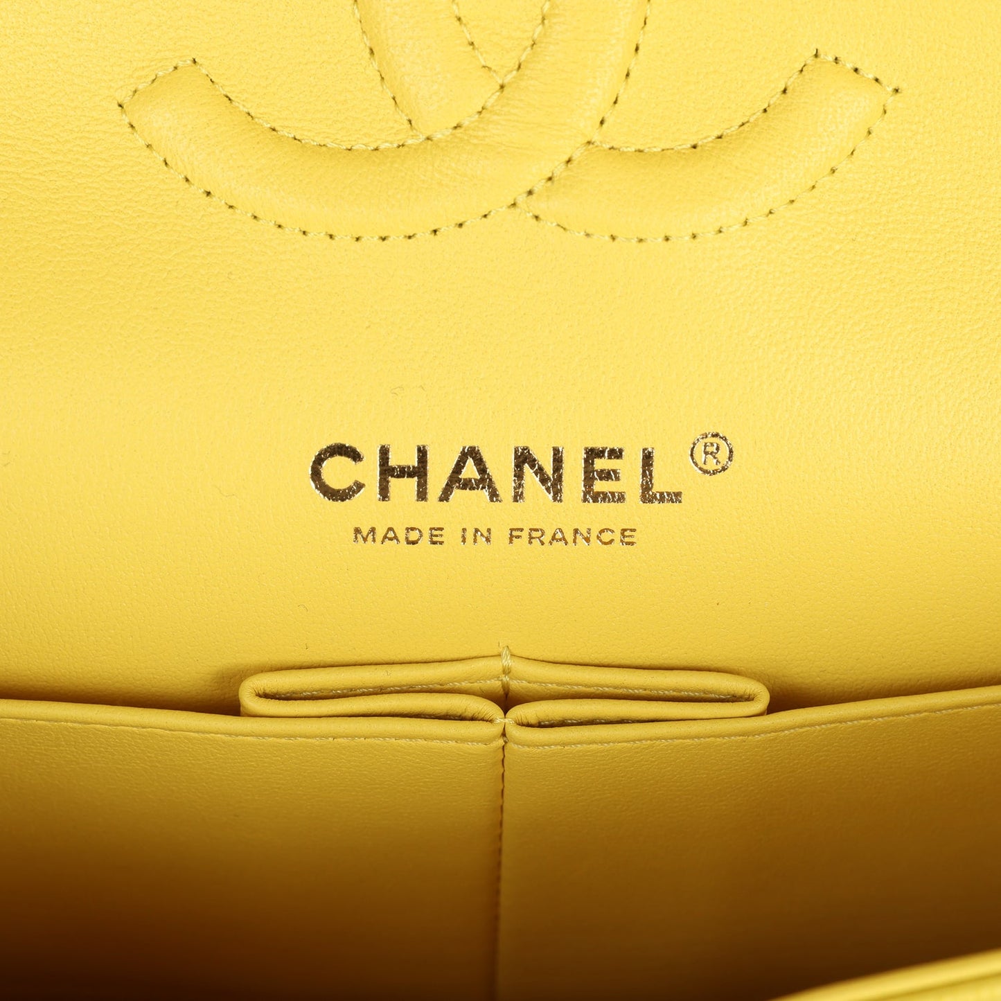 Chanel Medium Classic Double Flap Yellow Caviar Light Gold Hardware