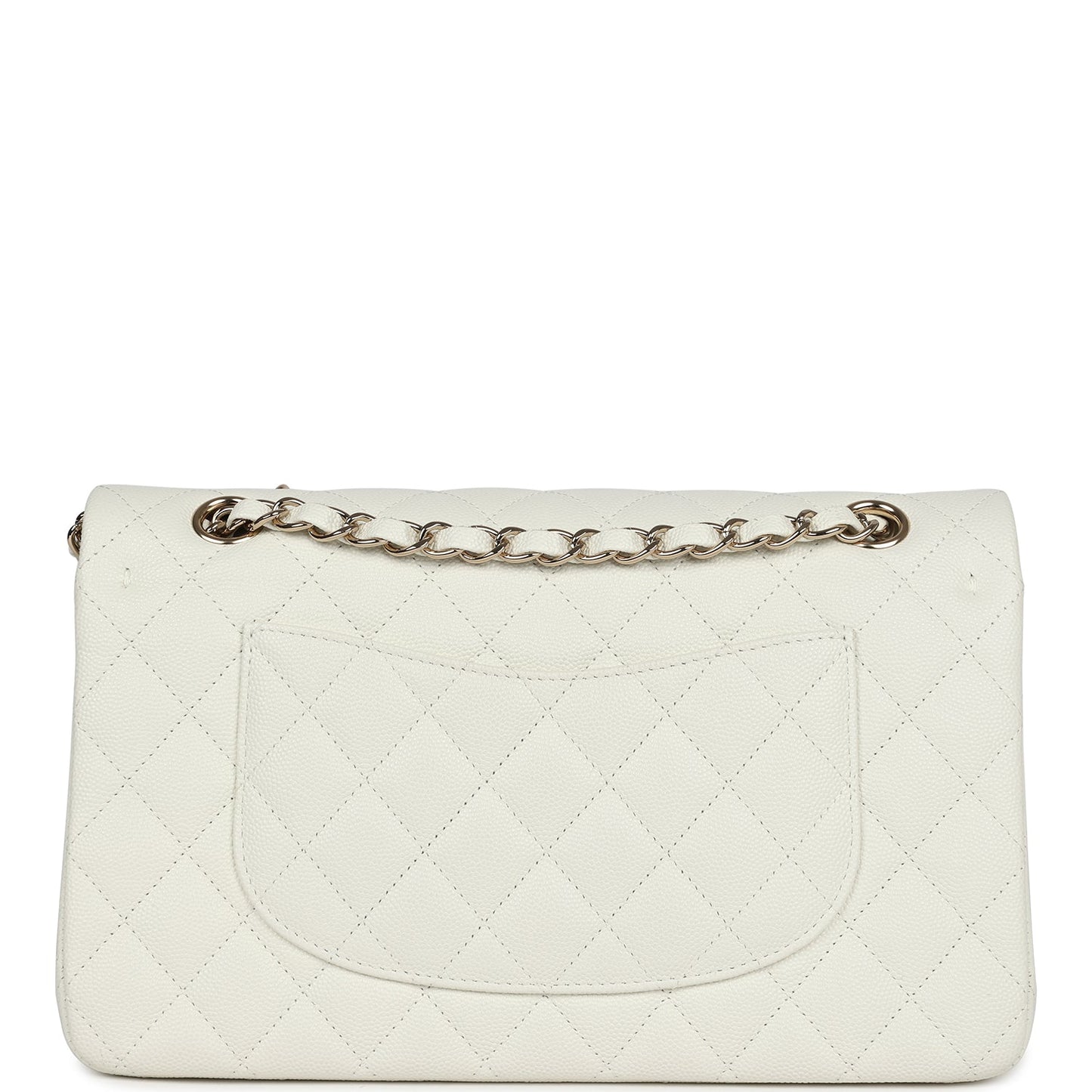 Chanel Medium Classic Double Flap White Caviar Light Gold Hardware