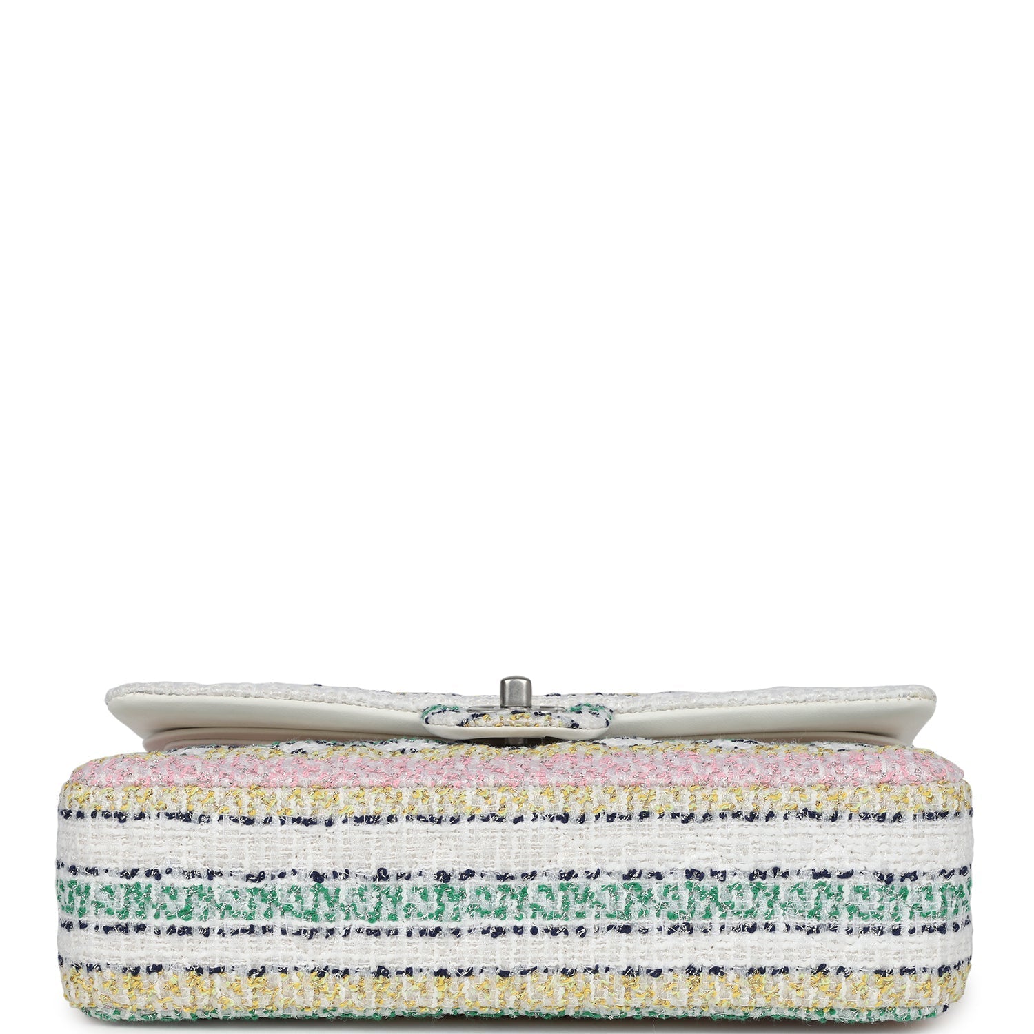 Chanel Medium Classic Double Flap White Multicolor Tweed Brushed Silver Hardware - Bob Flawless Skincare 