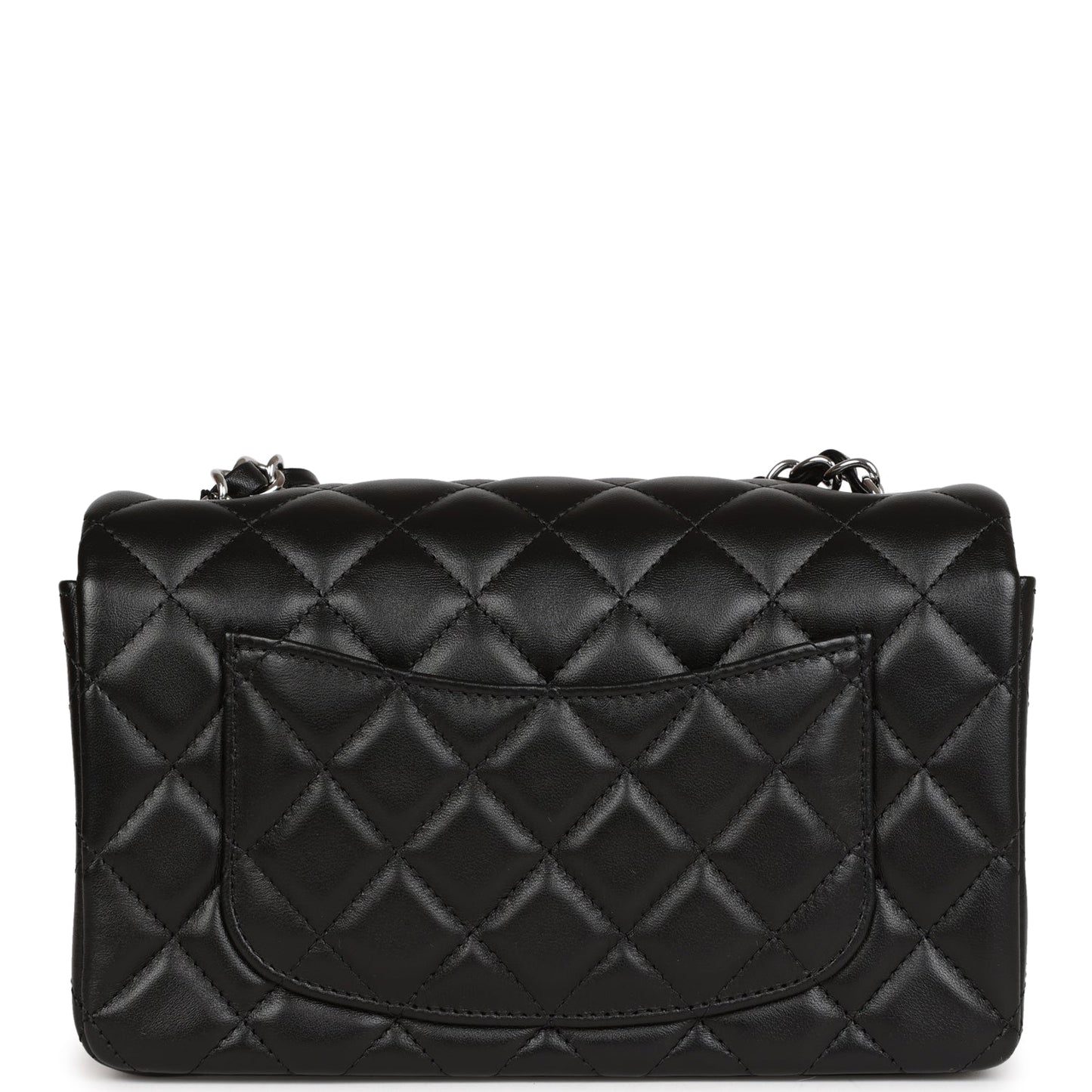 Chanel Mini Rectangular Flap Bag Black Lambskin Silver Hardware