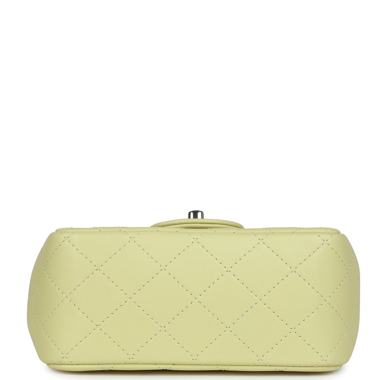 Chanel Mini Square Flap Bag Yellow Lambskin Silver Hardware