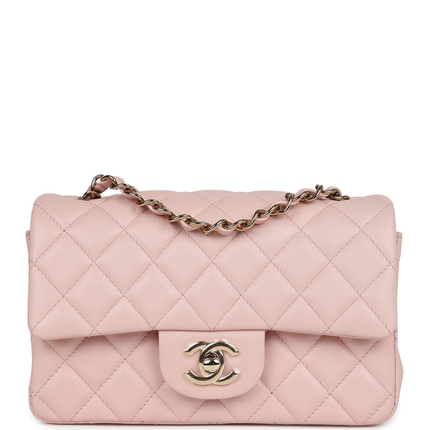 Chanel Mini Rectangular Flap Light Pink Lambskin Gold Hardware