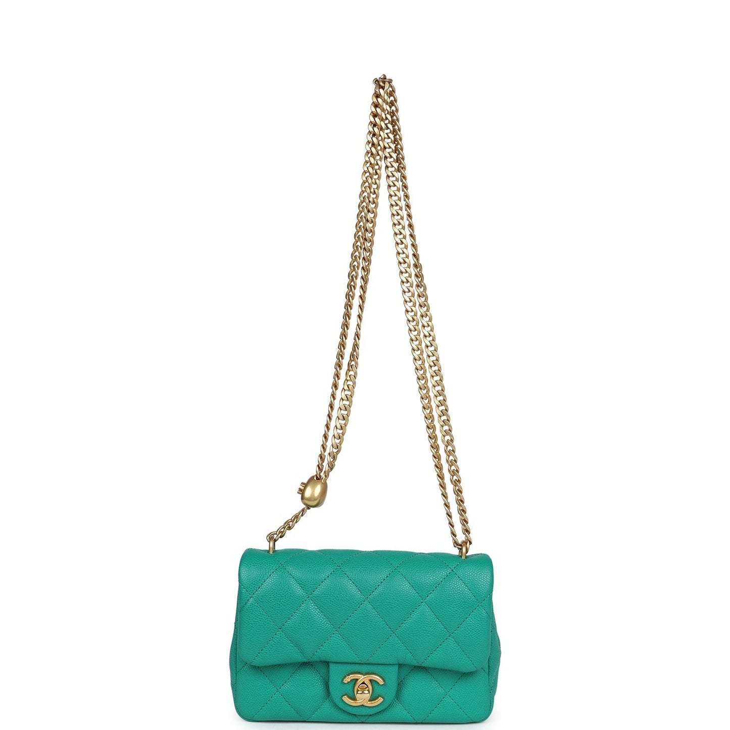 Chanel Sweetheart Crush Mini Rectangular Flap Green Caviar Antique Gold Hardware