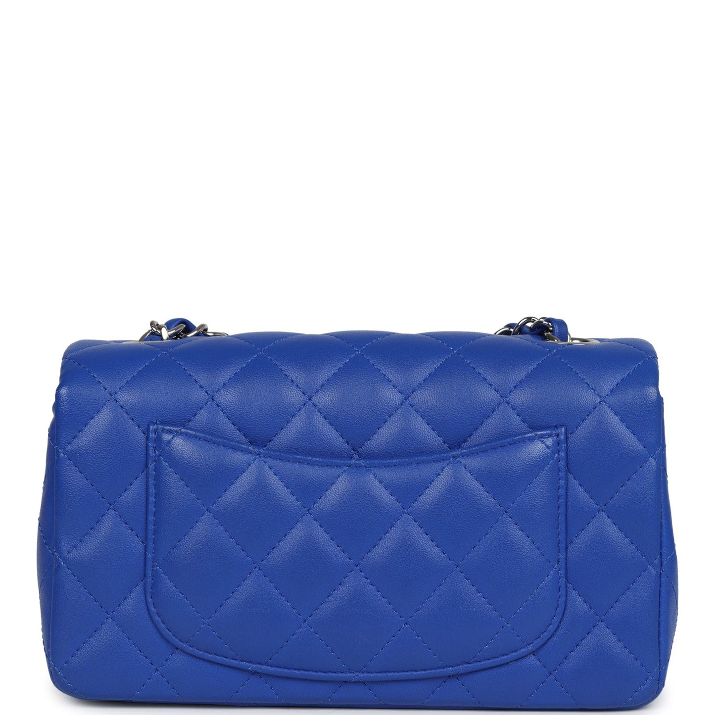 Chanel Mini Rectangular Flap Bag Blue Lambskin Silver Hardware