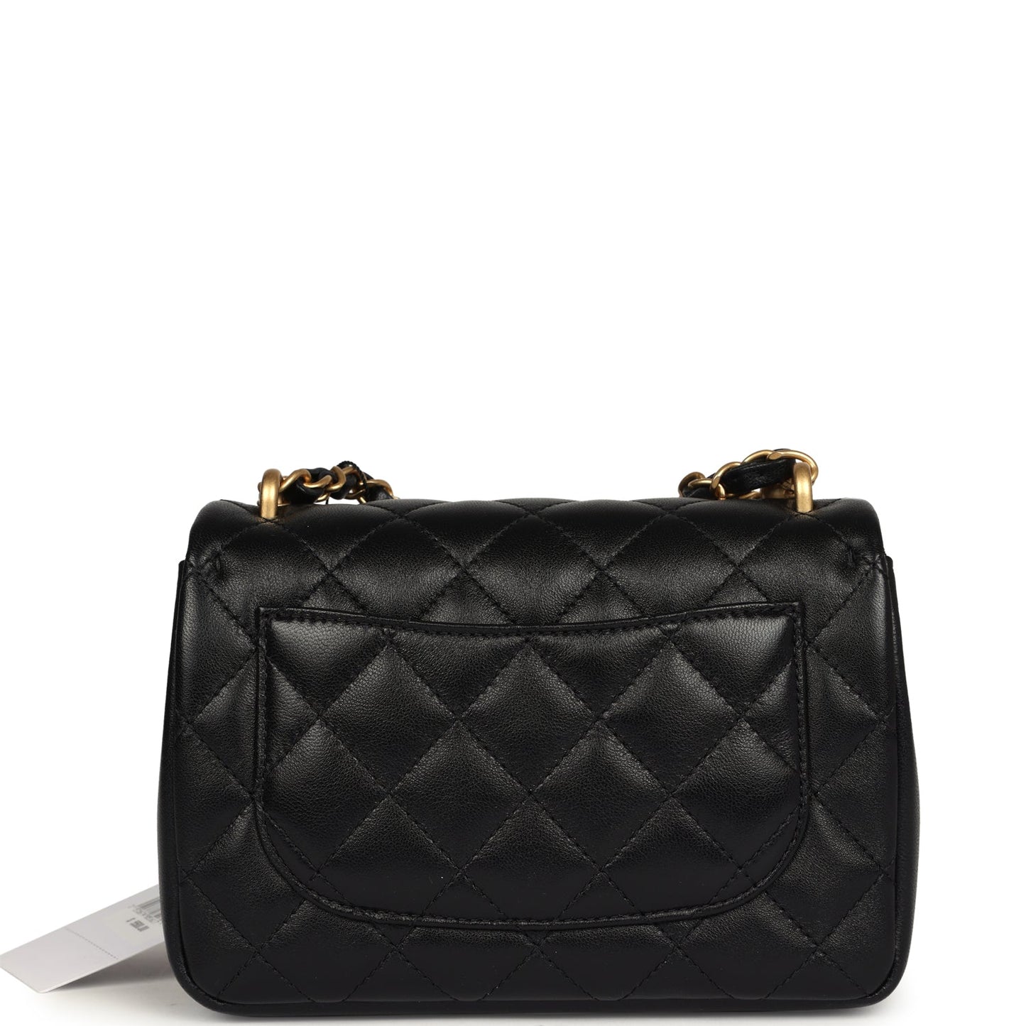 Chanel Mini Square Pearl Crush Flap Bag Black Lambskin Brushed Gold Hardware