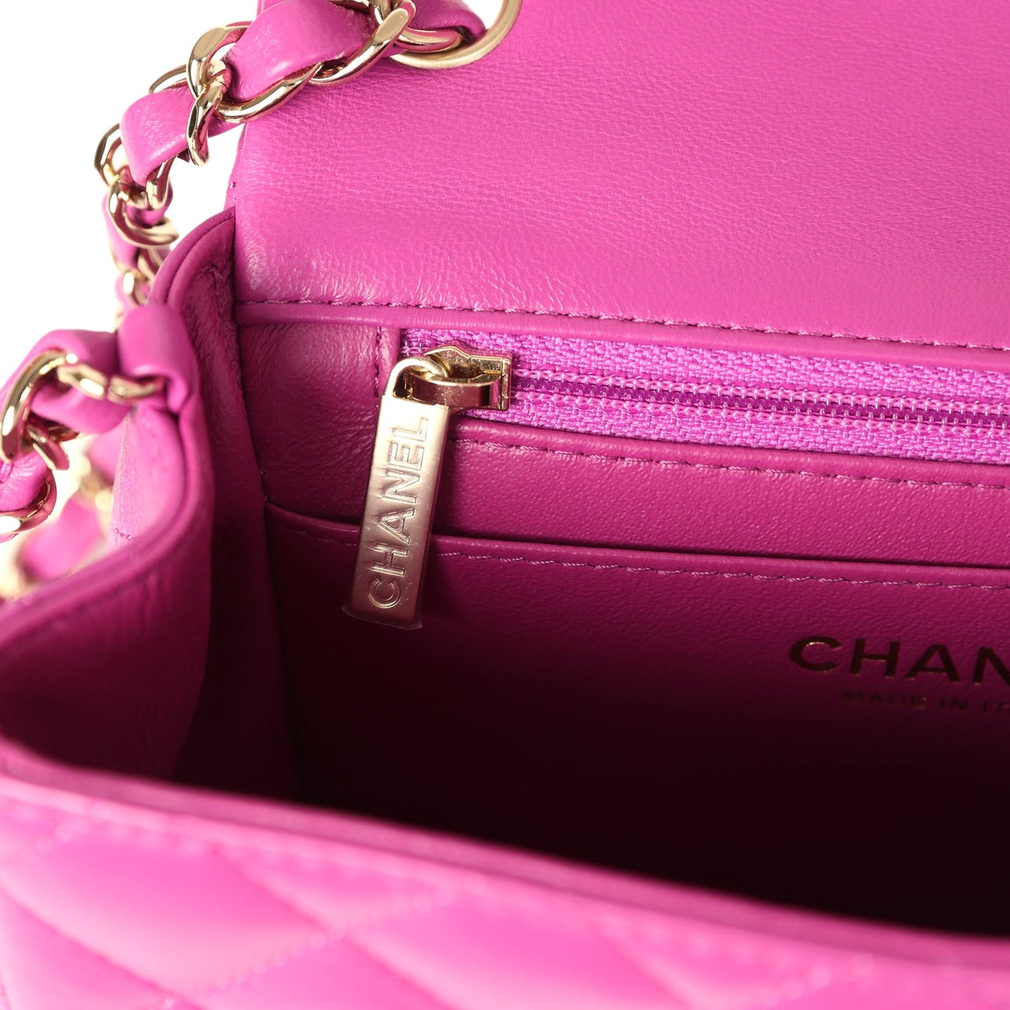 Chanel Mini Square Flap Bag Purple Lambskin Gold Hardware