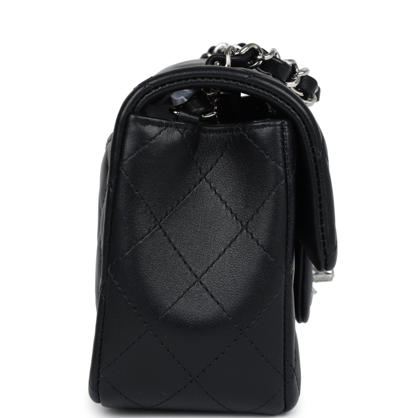 Chanel Mini Rectangular Flap Black Lambskin Silver Hardware