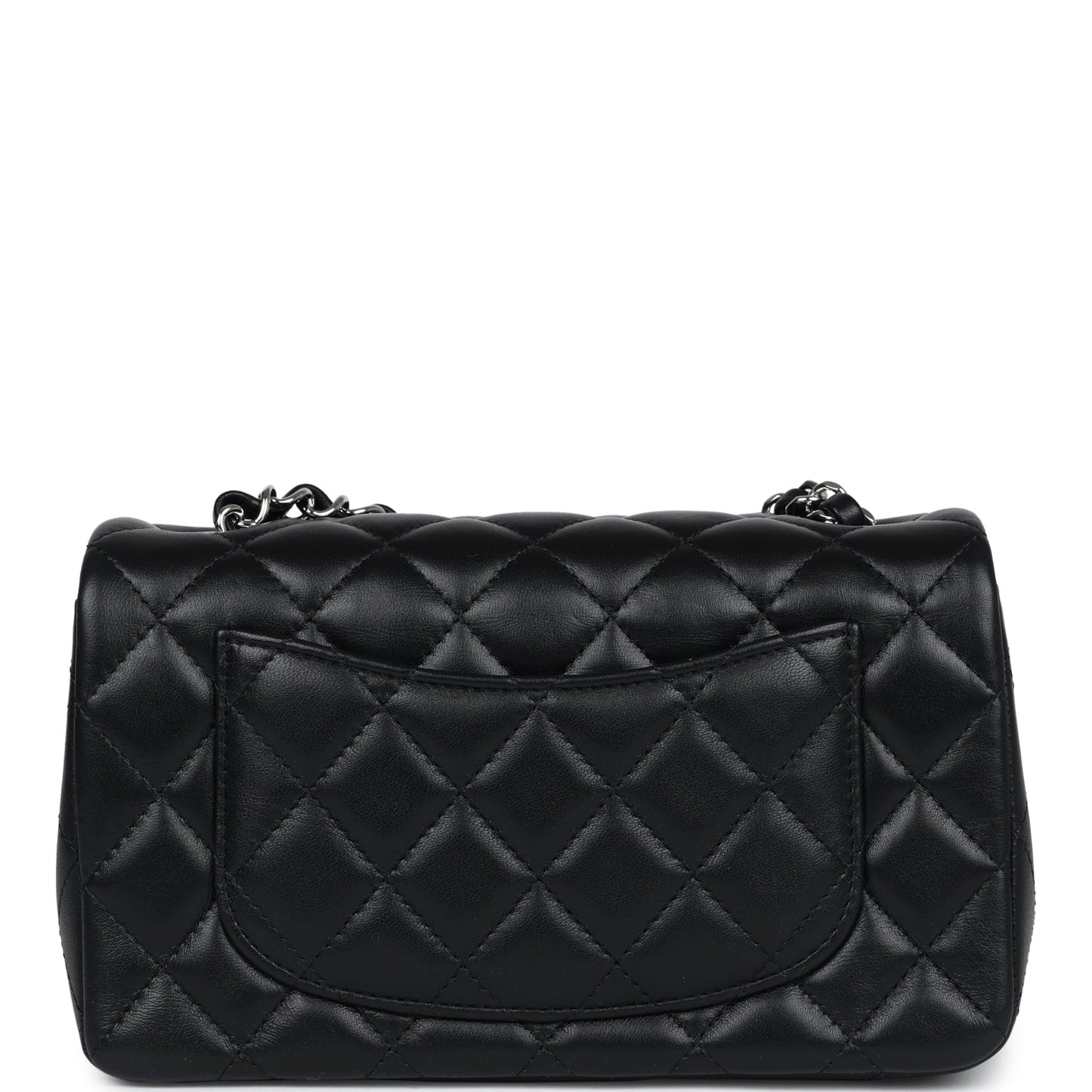 Chanel Mini Rectangular Flap Black Lambskin Silver Hardware