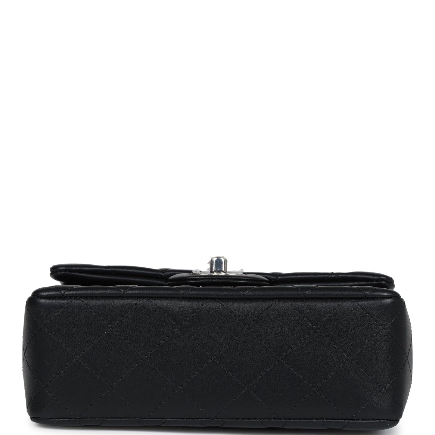 Chanel Mini Rectangular Flap Black Lambskin Silver Hardware