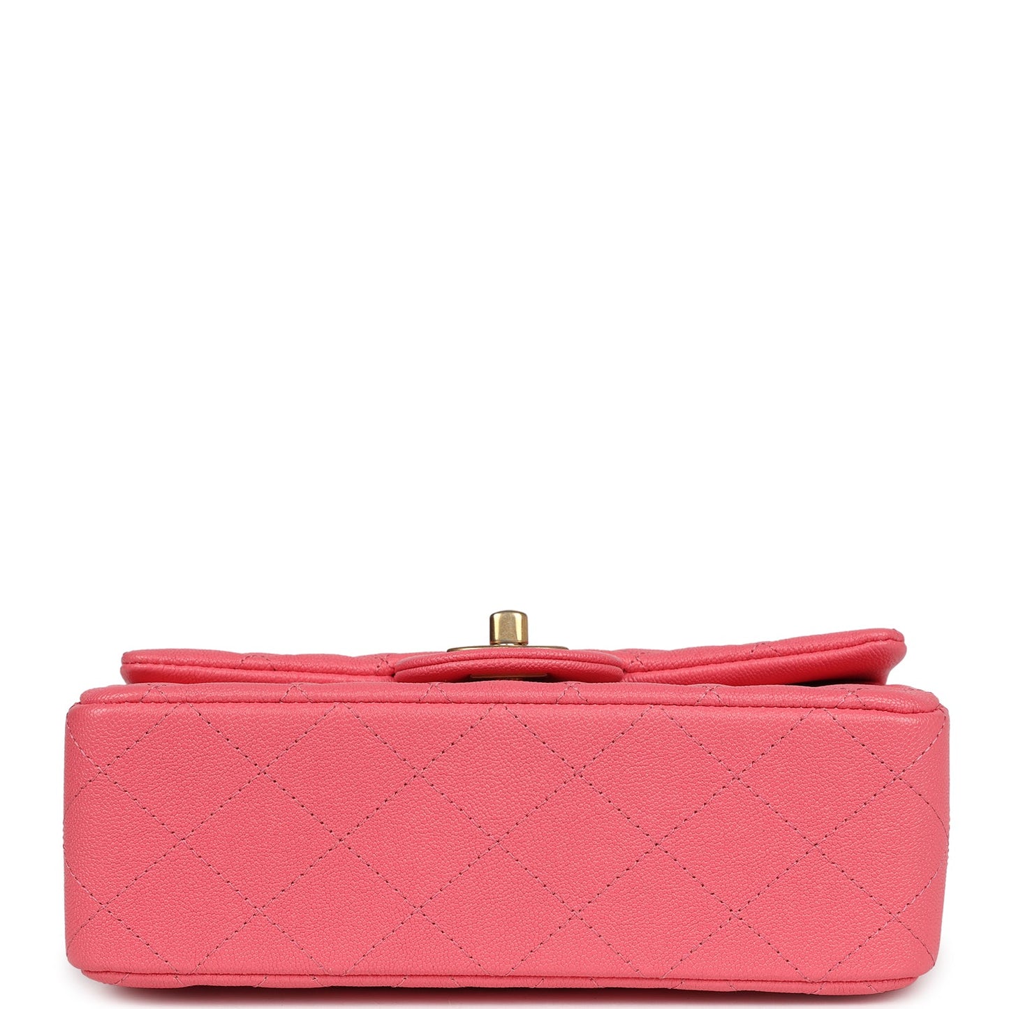 Pre-owned Chanel Mini Rectangular Flap with Top Handle Hot Pink Caviar Antique Gold Hardware