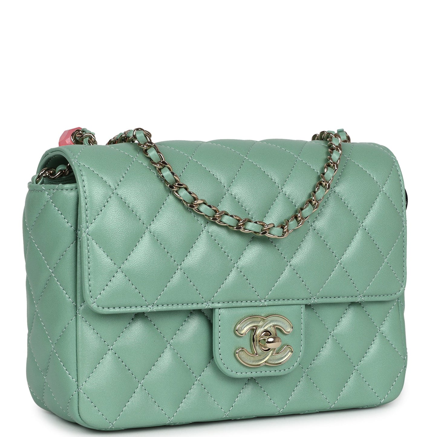 Chanel Candy Heart Mini Flap Bag Turquoise Lambskin Enamel and Light Gold Hardware