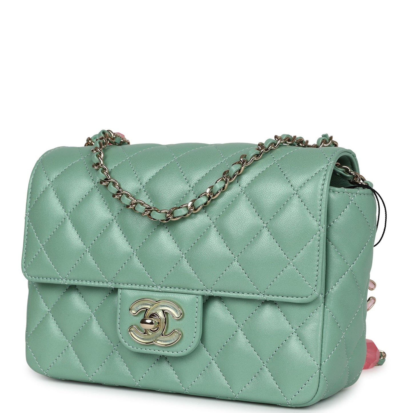 Chanel Candy Heart Mini Flap Bag Turquoise Lambskin Enamel and Light Gold Hardware