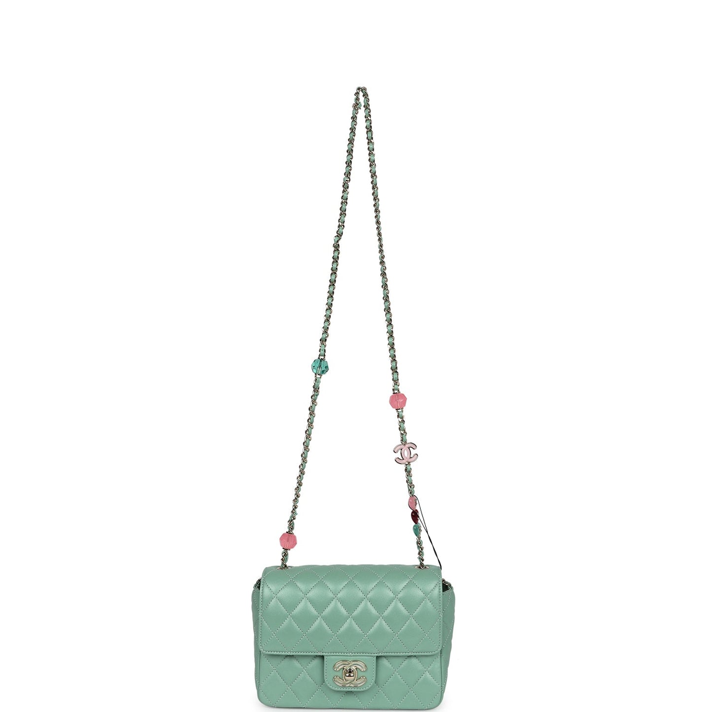 Chanel Candy Heart Mini Flap Bag Turquoise Lambskin Enamel and Light Gold Hardware