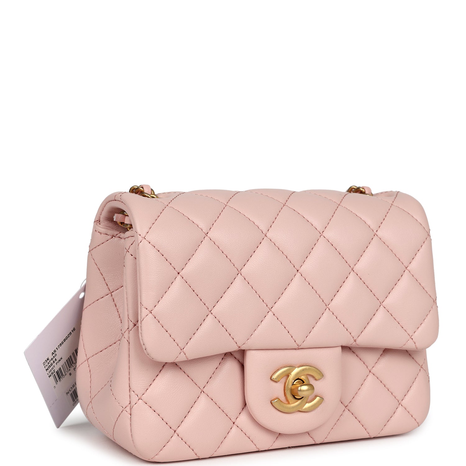 Chanel Mini Pearl Crush Square Flap Bag Light Pink Lambskin Aged Gold Hardware - Bob Flawless Skincare 