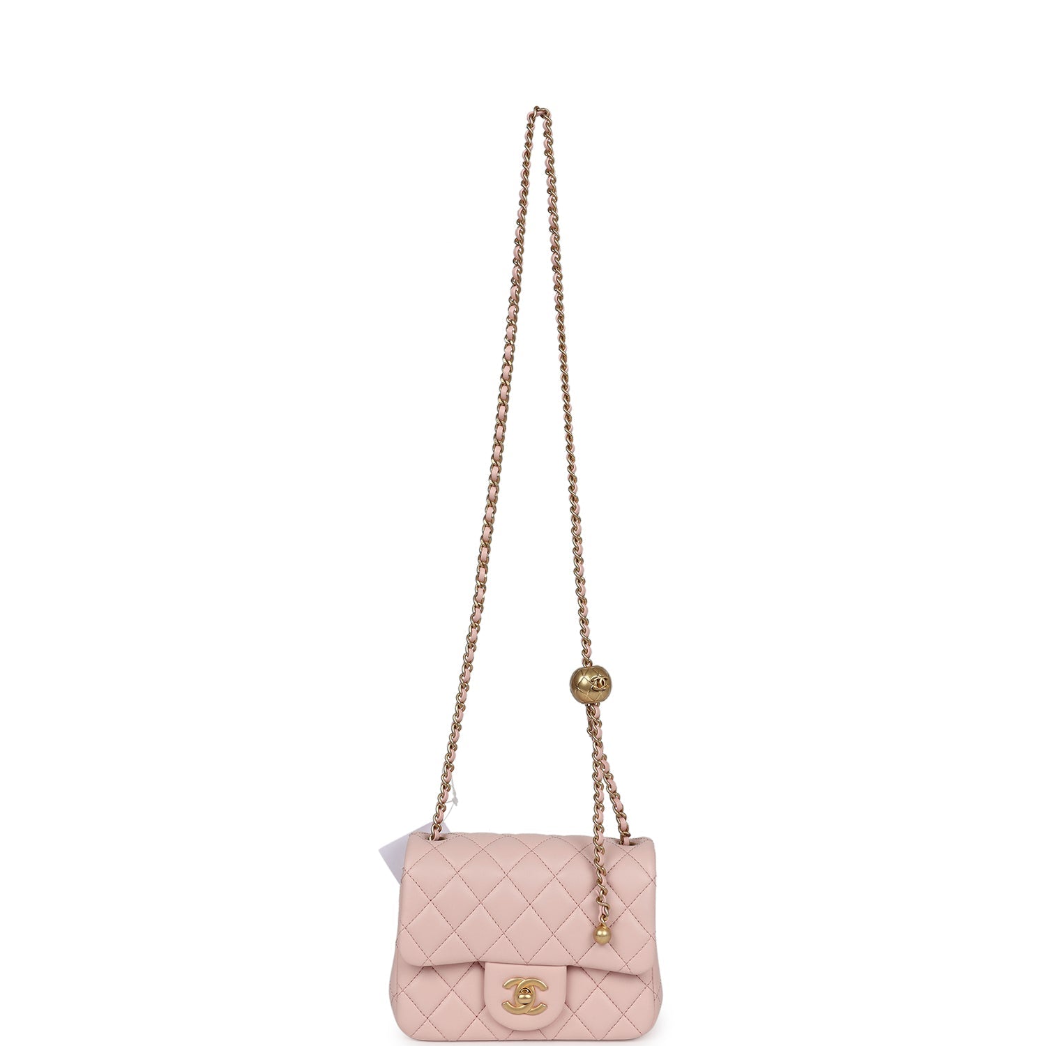 Chanel Mini Pearl Crush Square Flap Bag Light Pink Lambskin Aged Gold Hardware - Bob Flawless Skincare 