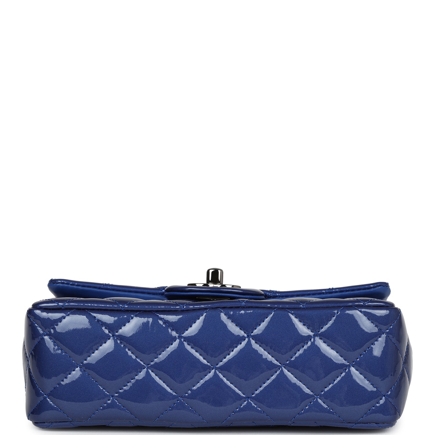 Pre-owned Chanel Mini Rectangular Flap Bag Blue Patent Ruthenium Hardware - Bob Flawless Skincare 